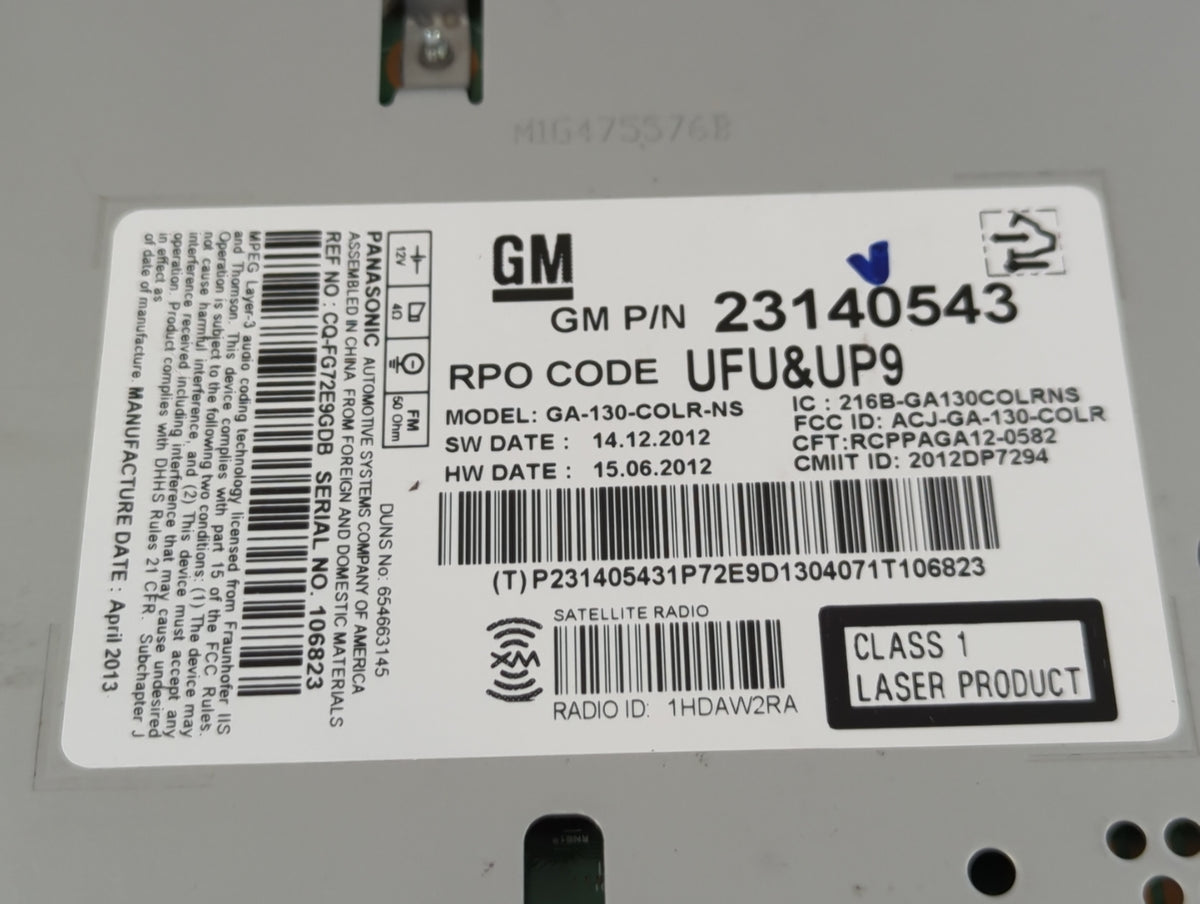 2013-2013 Chevrolet Malibu Am Fm Cd Player Radio Receiver 761223 - Oemusedautoparts1.com