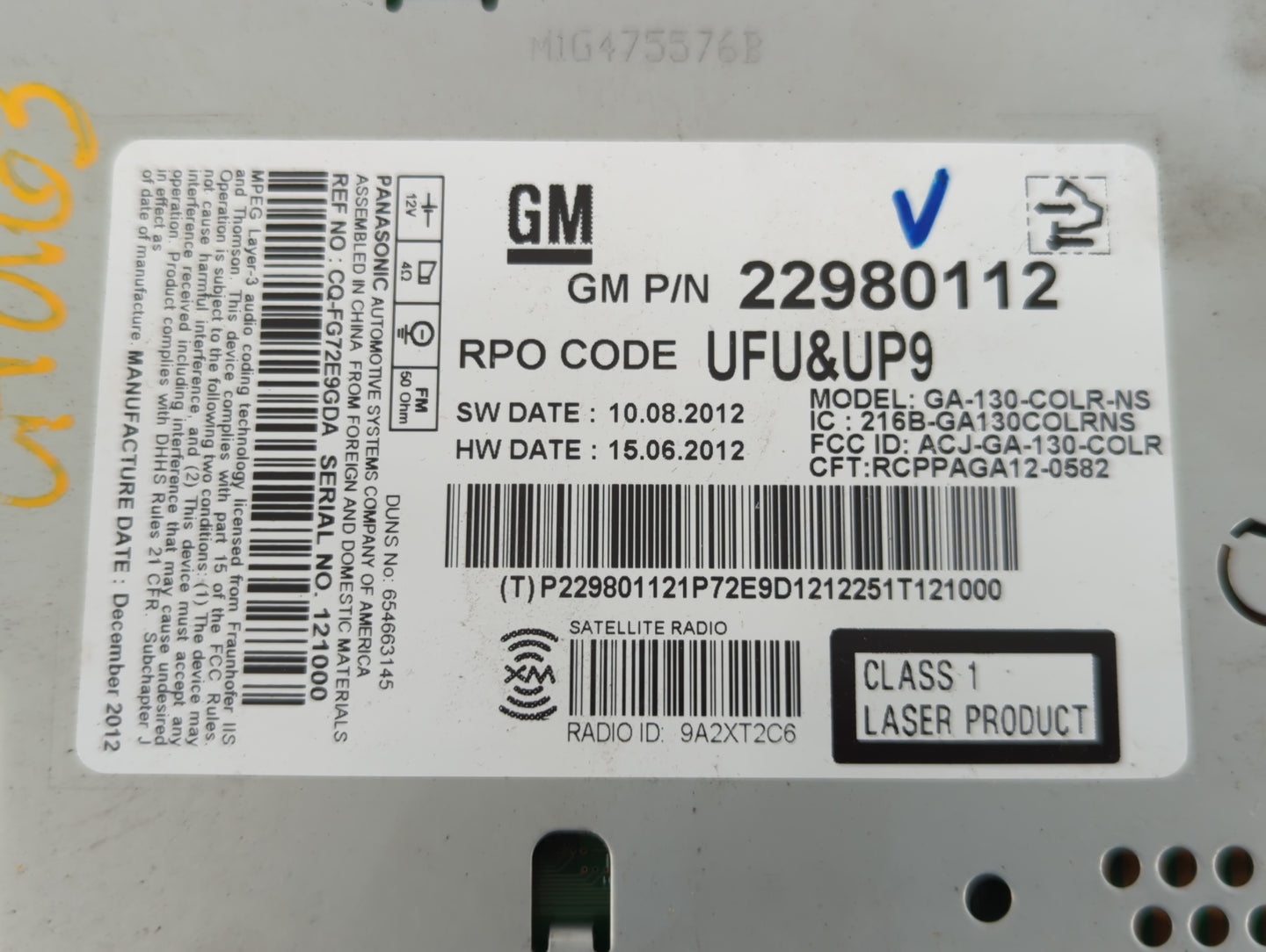 2013 Chevrolet Malibu Radio AM FM Cd Player Receiver Replacement P/N:22980112 Fits OEM Used Auto Parts - Oemusedautoparts1.c
