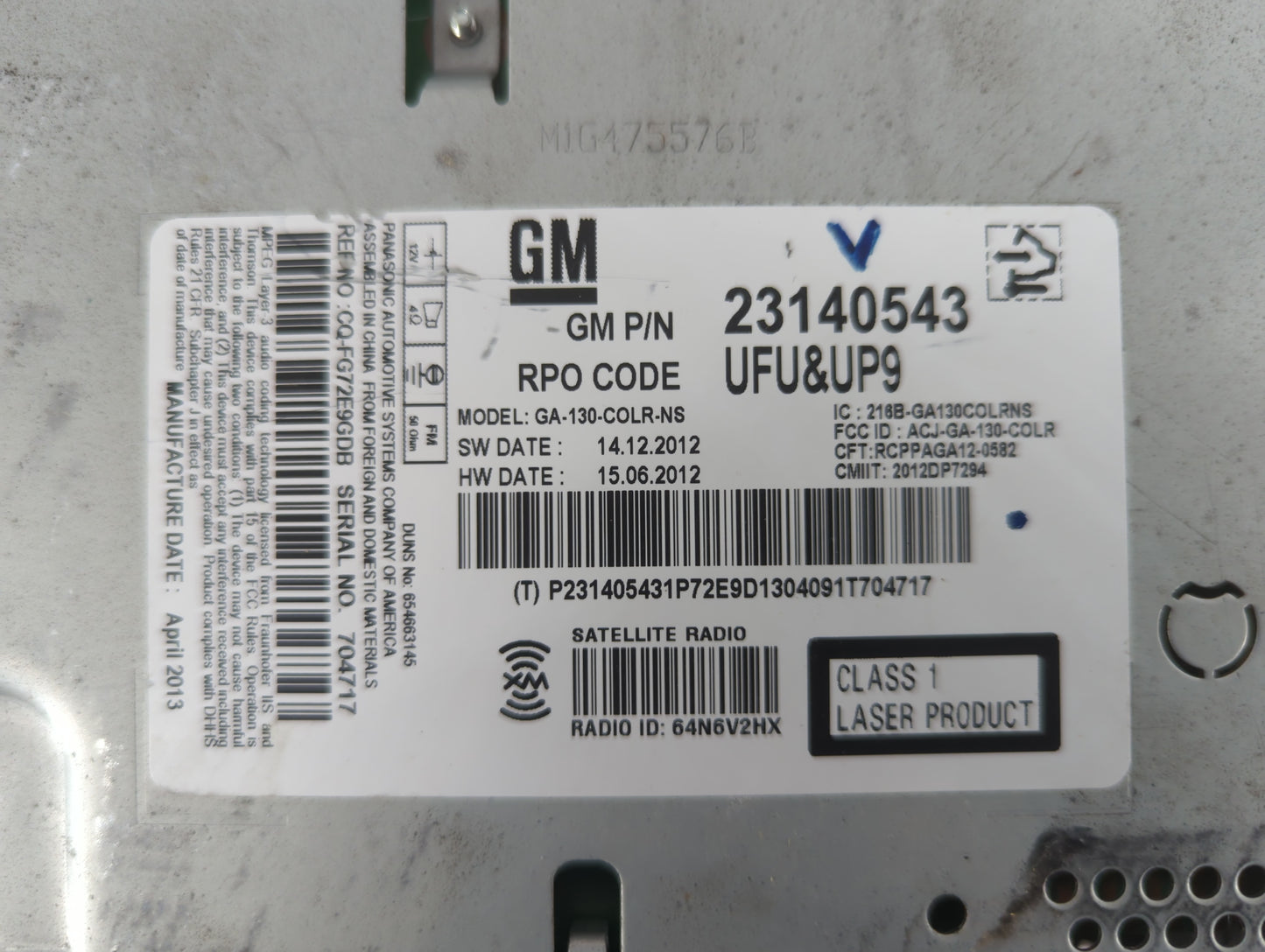 2013 Chevrolet Malibu Radio AM FM Cd Player Receiver Replacement P/N:23140543 Fits OEM Used Auto Parts - Oemusedautoparts1.c