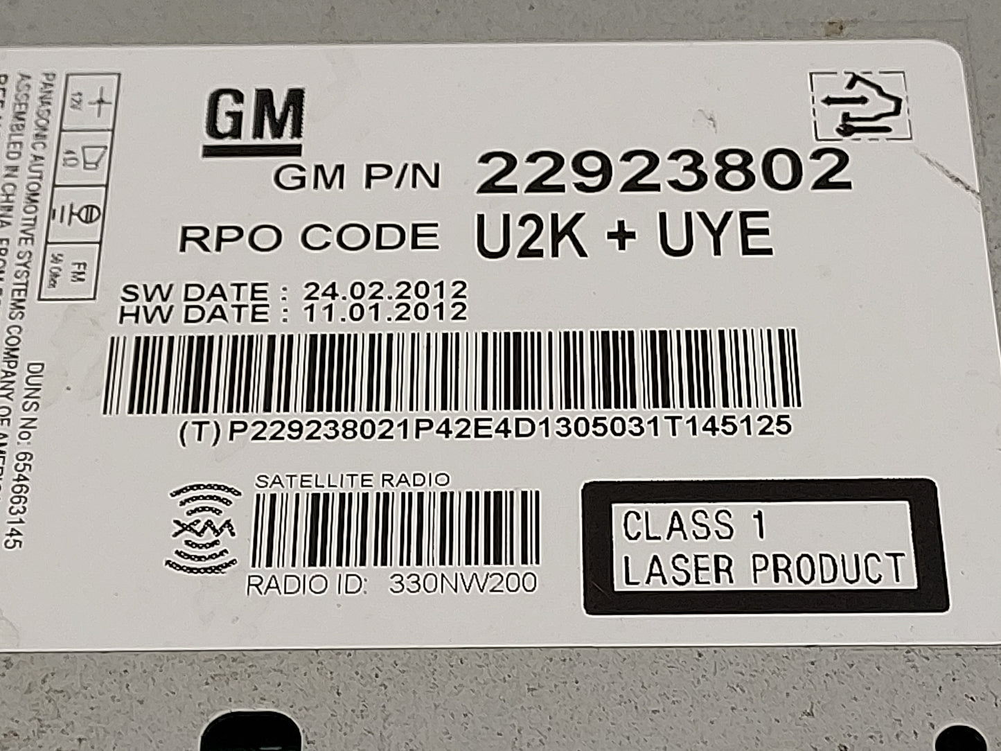 2013 Chevrolet Malibu Radio AM FM Cd Player Receiver Replacement P/N:22923802 Fits OEM Used Auto Parts - Oemusedautoparts1.c