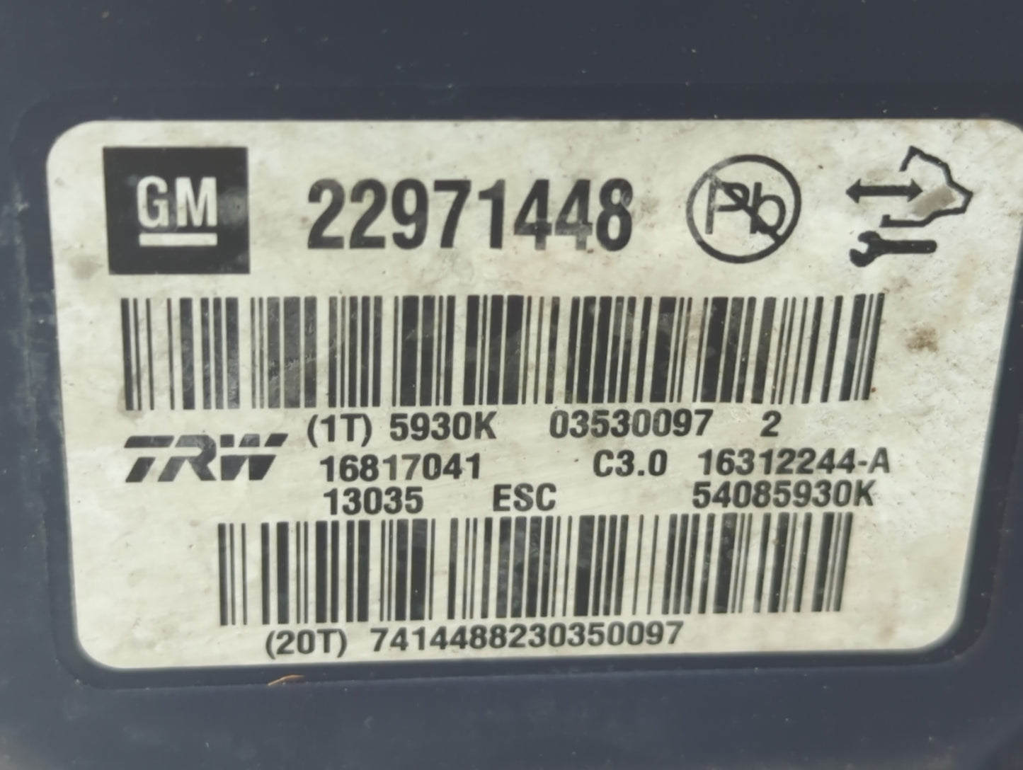 2013-2016 Chevrolet Malibu ABS Pump Control Module Replacement P/N:22971448 Fits Fits 2012 2013 2014 2015 2016 OEM Used Auto