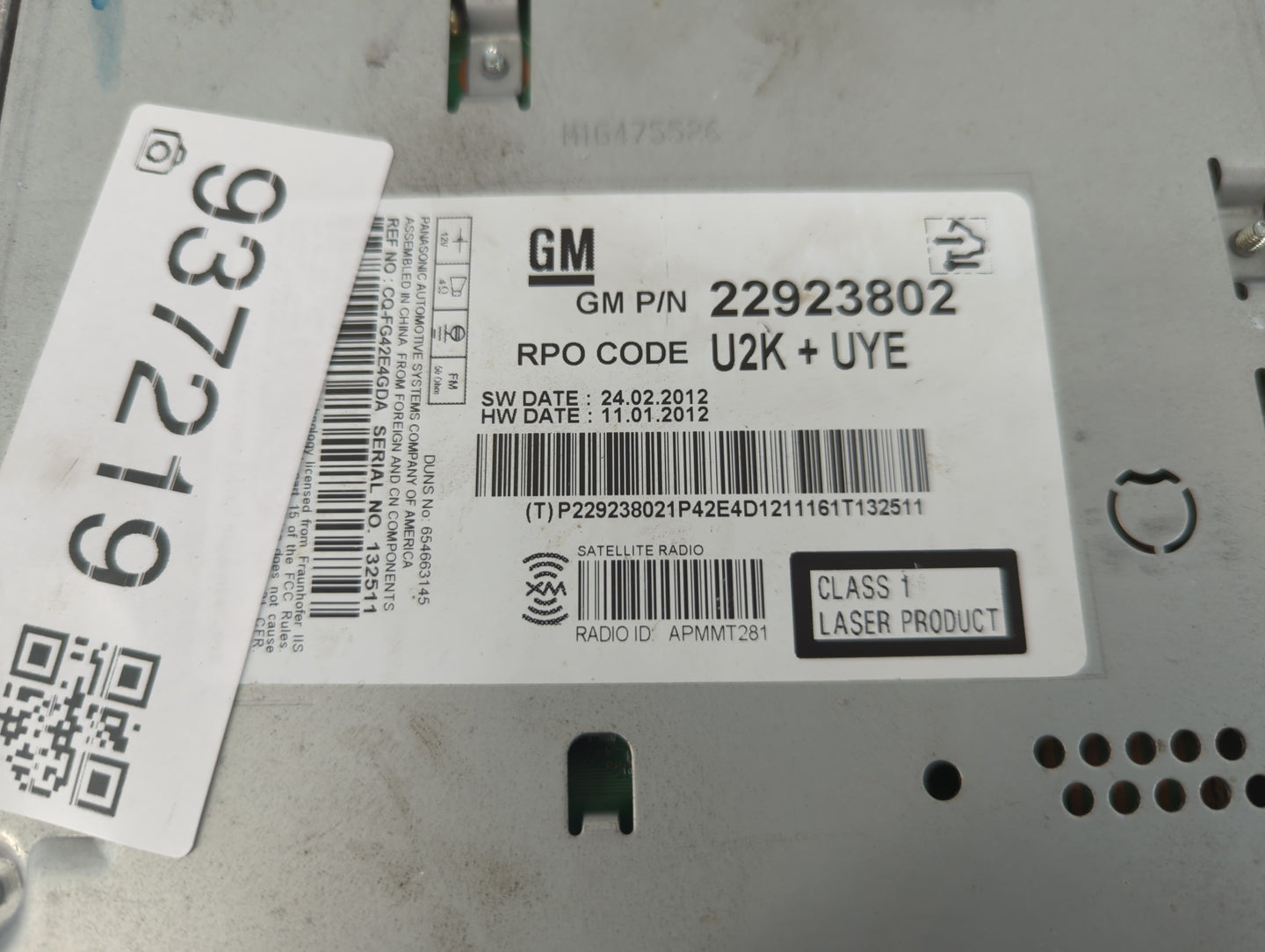 2013 Chevrolet Malibu Radio AM FM Cd Player Receiver Replacement P/N:22923802 Fits OEM Used Auto Parts - Oemusedautoparts1.c