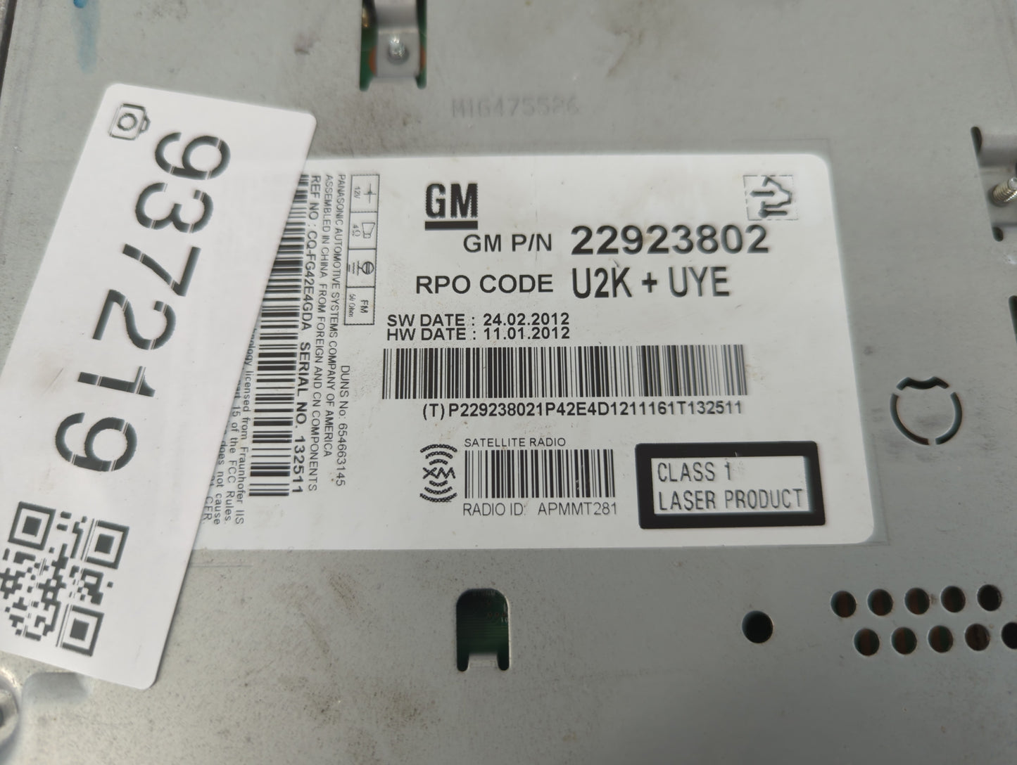 2013 Chevrolet Malibu Radio AM FM Cd Player Receiver Replacement P/N:22923802 Fits OEM Used Auto Parts - Oemusedautoparts1.c