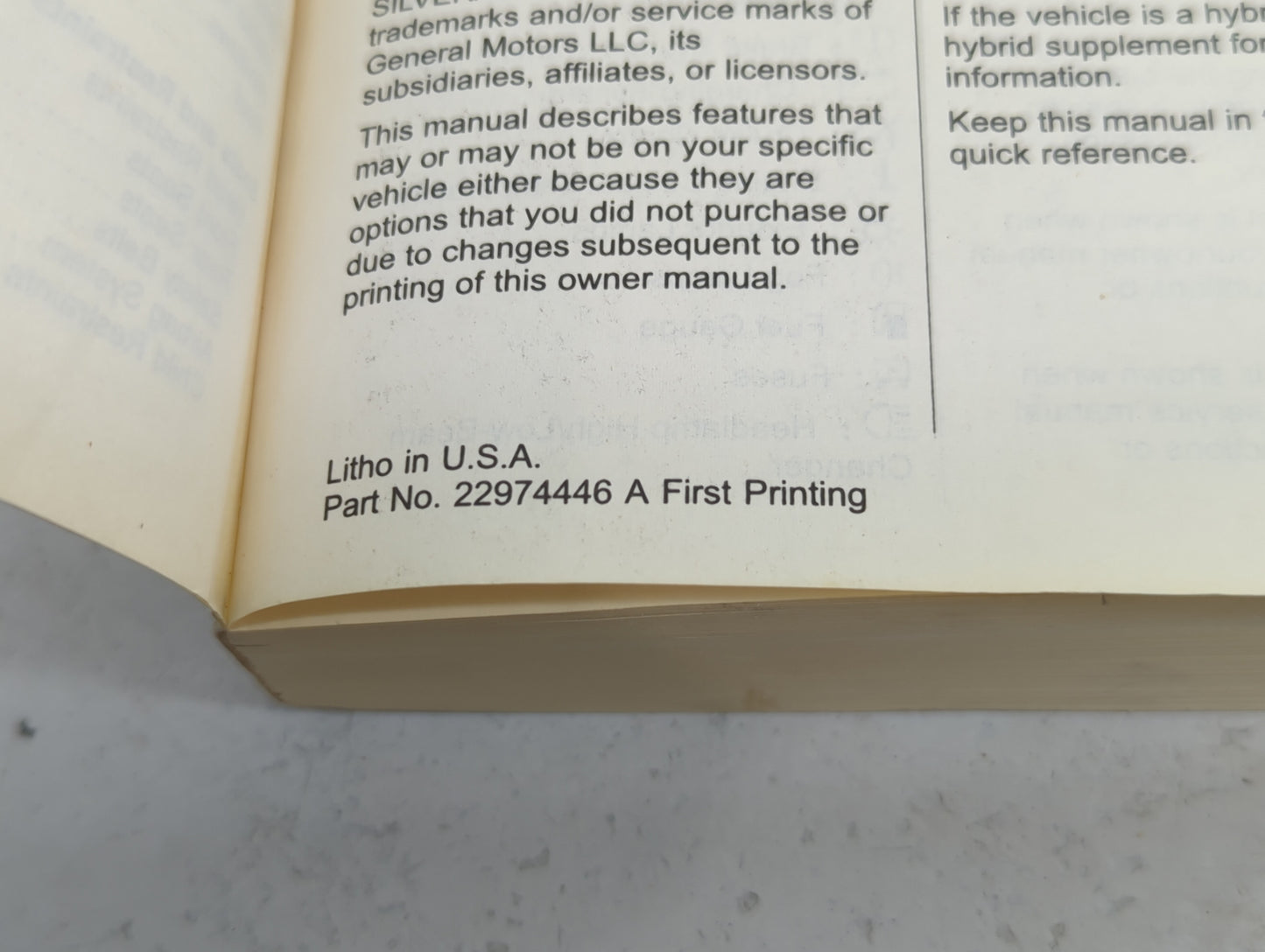 2013 Chevrolet Silverado Owners Manual Book Guide P/N:22974446 OEM Used Auto Parts - Oemusedautoparts1.com