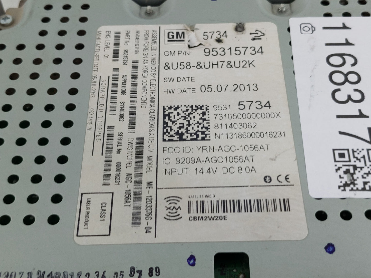 2013 Chevrolet Sonic Radio AM FM Cd Player Receiver Replacement P/N:95315734 95242290 Fits OEM Used Auto Parts - Oemusedauto