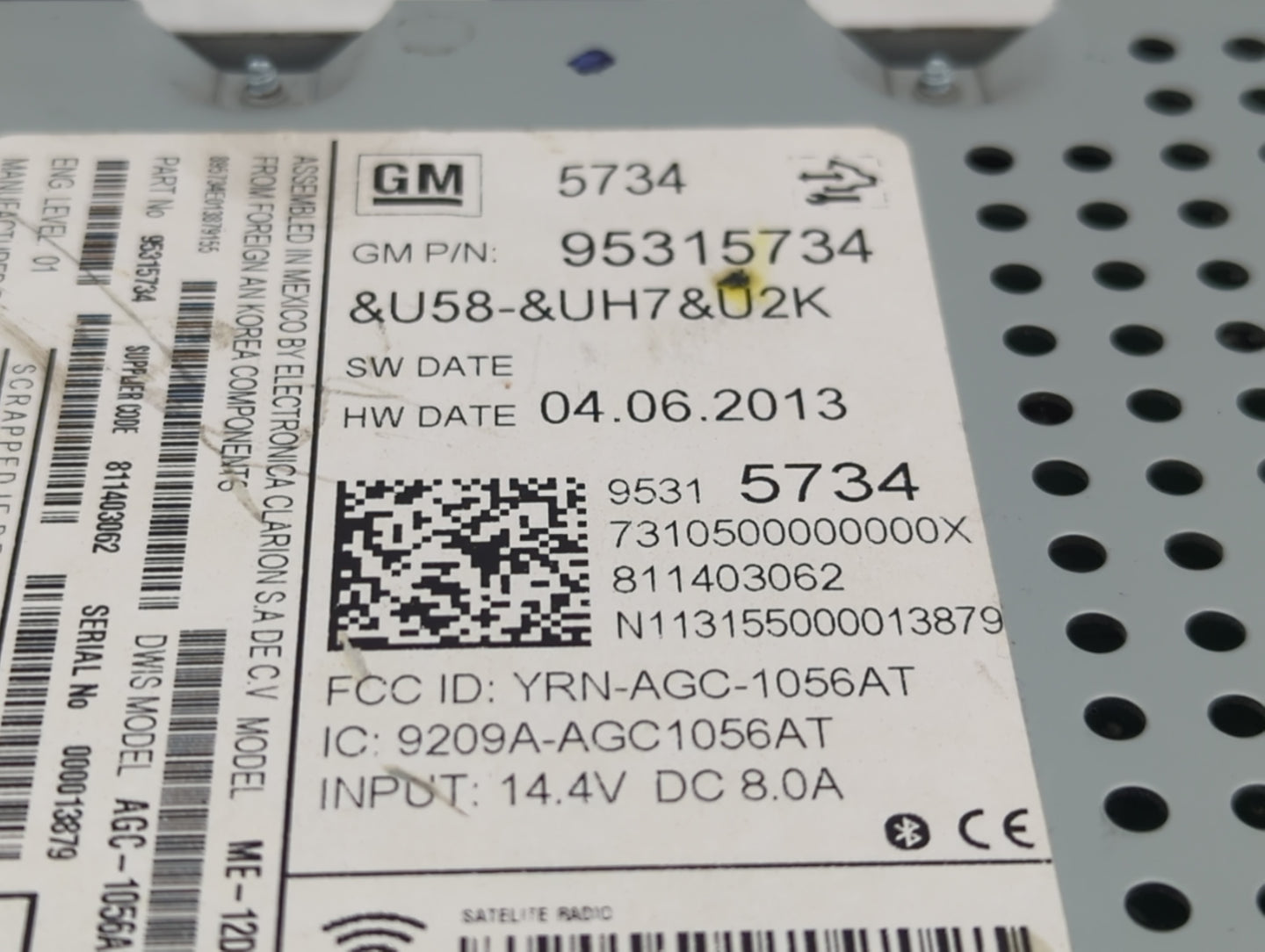 2013 Chevrolet Sonic Radio AM FM Cd Player Receiver Replacement P/N:95315734 Fits OEM Used Auto Parts - Oemusedautoparts1.co