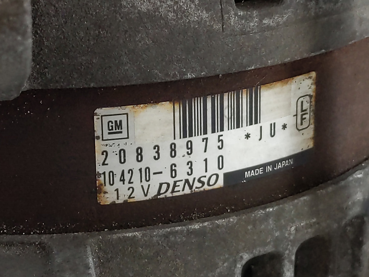 2013 Chevrolet Traverse Alternator Replacement Generator Charging Assembly Engine OEM P/N:104210-6310 20838975 Fits OEM Used