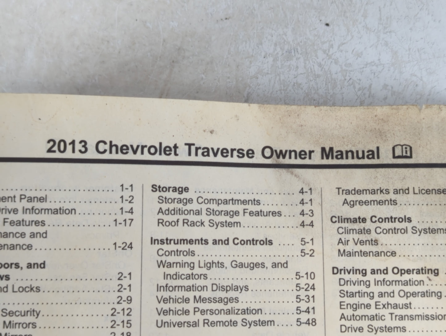 2013 Chevrolet Traverse Owners Manual Book Guide P/N:22744238 B OEM Used Auto Parts - Oemusedautoparts1.com