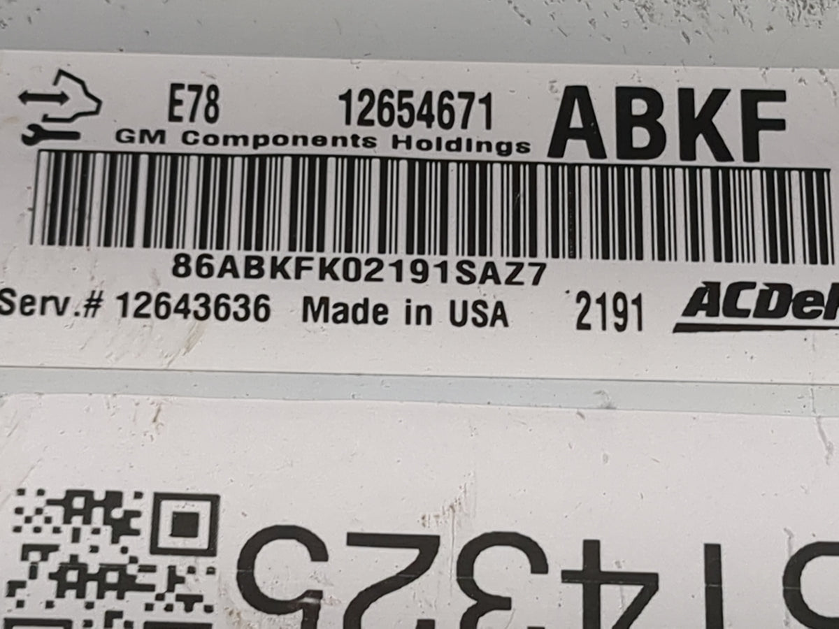 2011-2015 Chevrolet Volt PCM Engine Control Computer ECU ECM PCU OEM P/N:12654671 12643636 Fits Fits 2011 2012 2013 2014 201