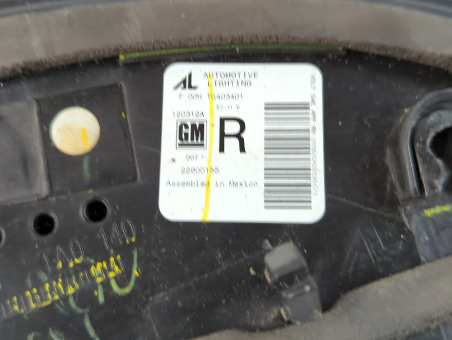 2013 Chevrolet Volt Tail Light Assembly Passenger Right OEM P/N:120312A Fits OEM Used Auto Parts - Oemusedautoparts1.com