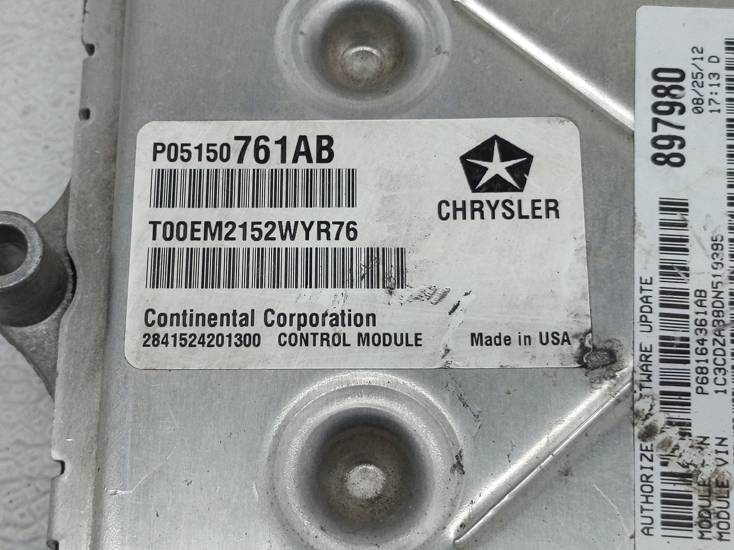 2013 Chrysler 200 PCM Engine Control Computer ECU ECM PCU OEM P/N:05150761AB Fits OEM Used Auto Parts - Oemusedautoparts1.co