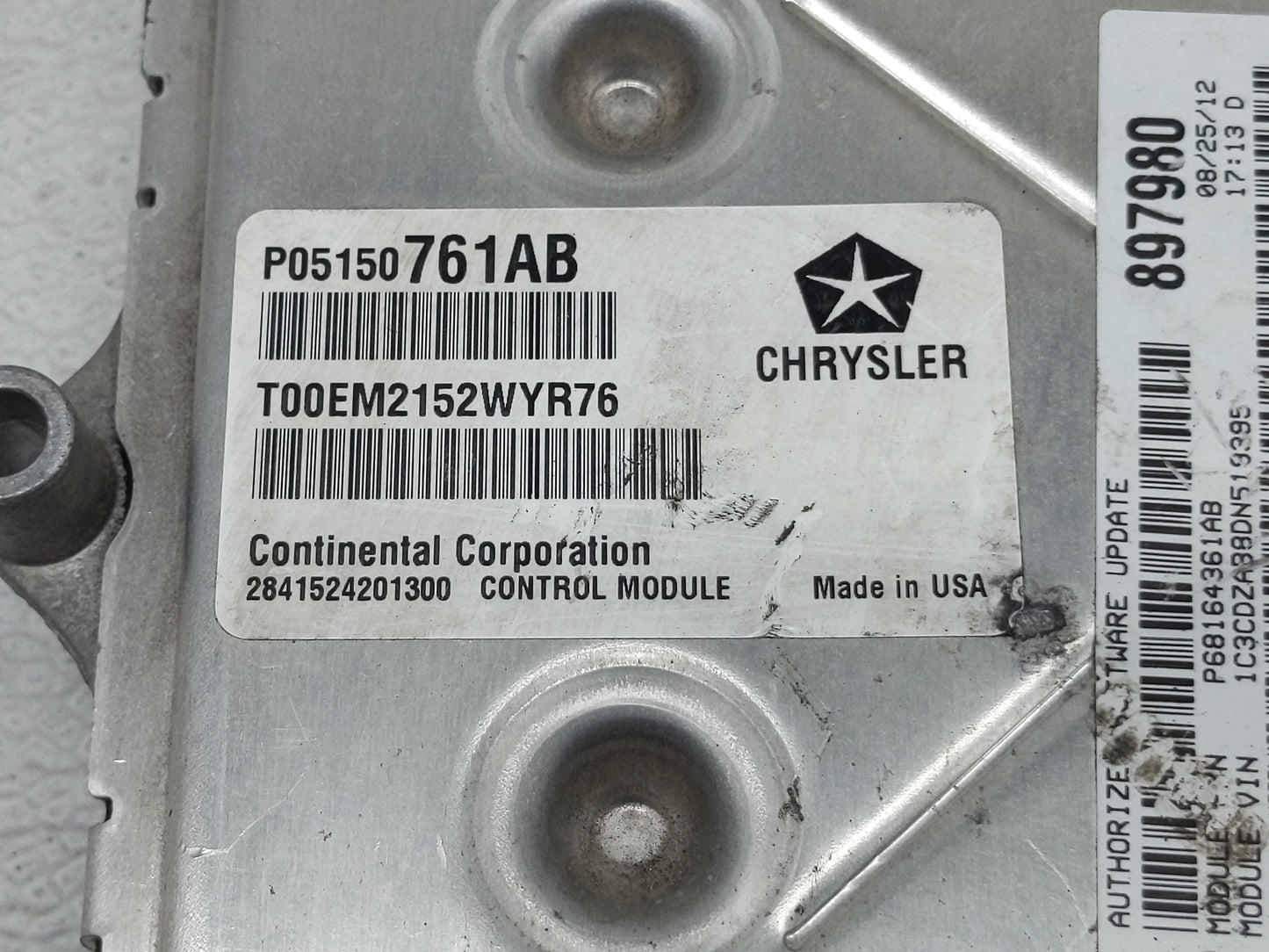 2013 Chrysler 200 PCM Engine Control Computer ECU ECM PCU OEM P/N:05150761AB Fits OEM Used Auto Parts - Oemusedautoparts1.co