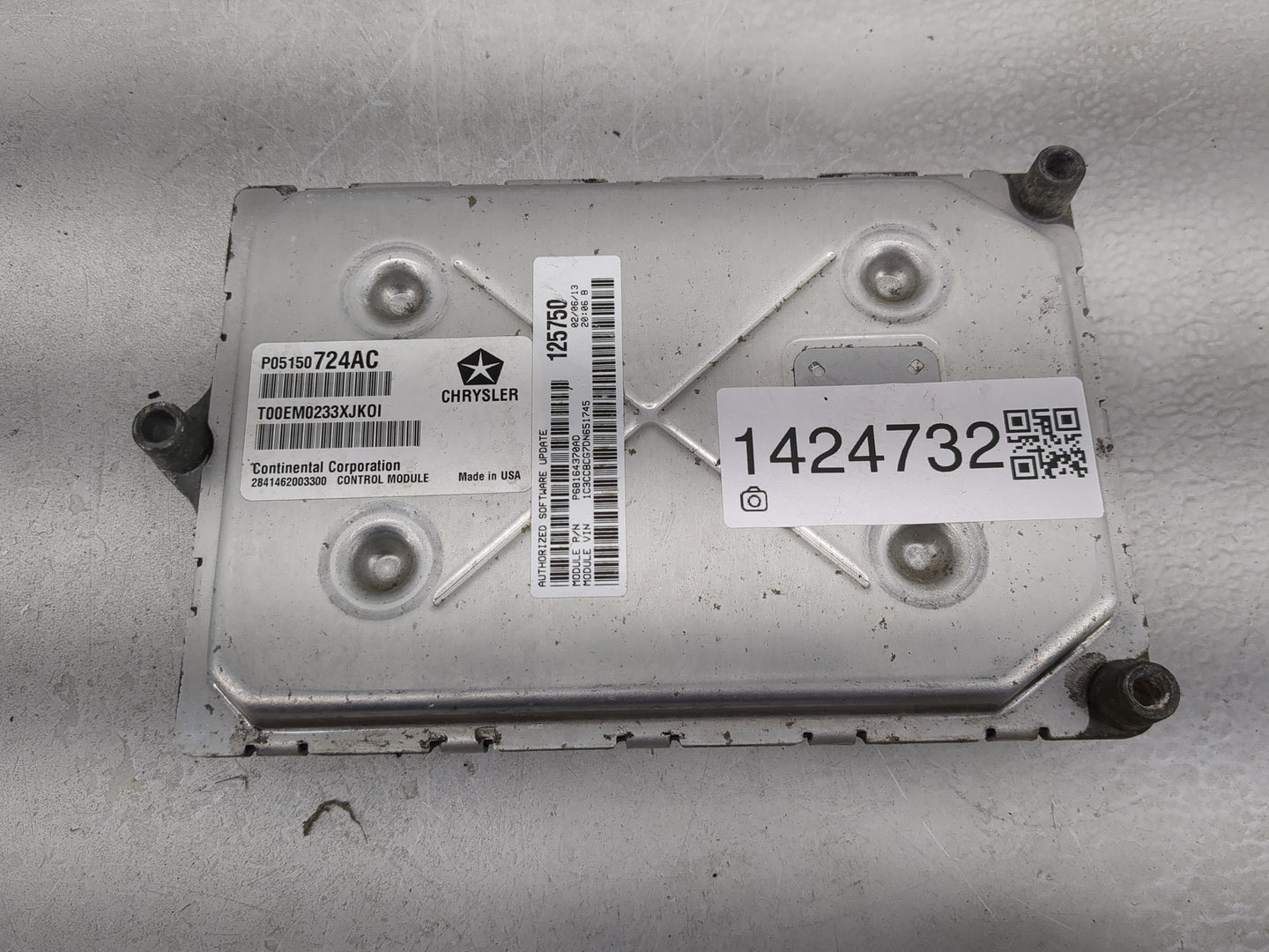 2013 Chrysler 200 PCM Engine Control Computer ECU ECM PCU OEM P/N:05150724AC Fits OEM Used Auto Parts - Oemusedautoparts1.co