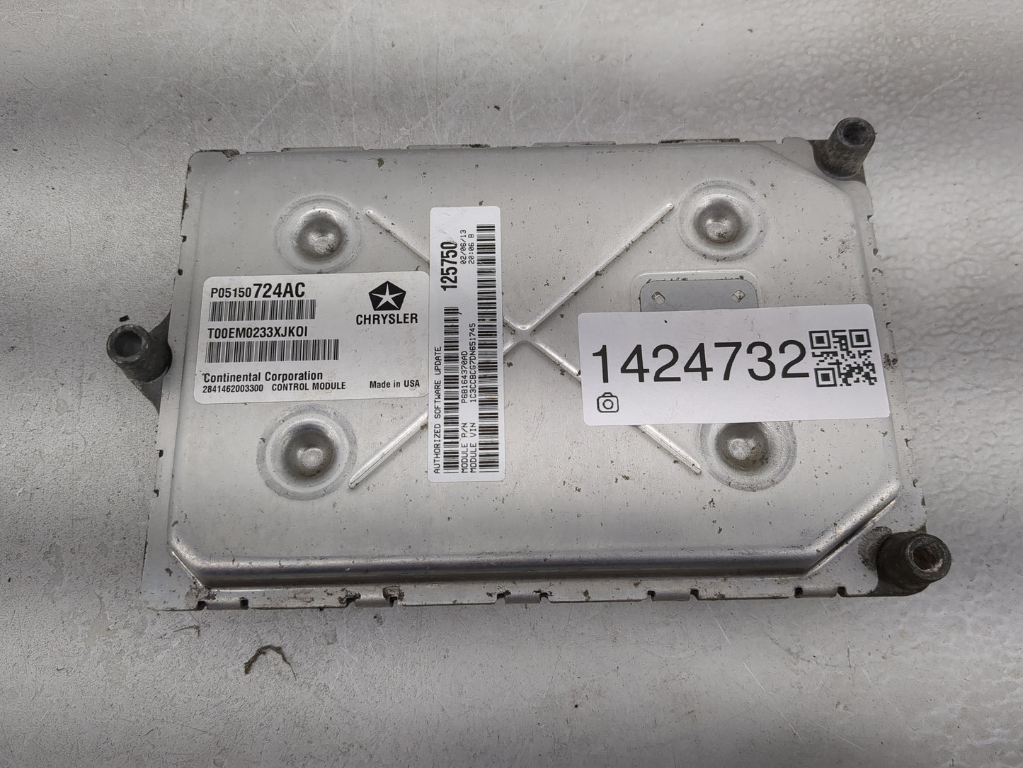 2013 Chrysler 200 PCM Engine Control Computer ECU ECM PCU OEM P/N:05150724AC Fits OEM Used Auto Parts - Oemusedautoparts1.co