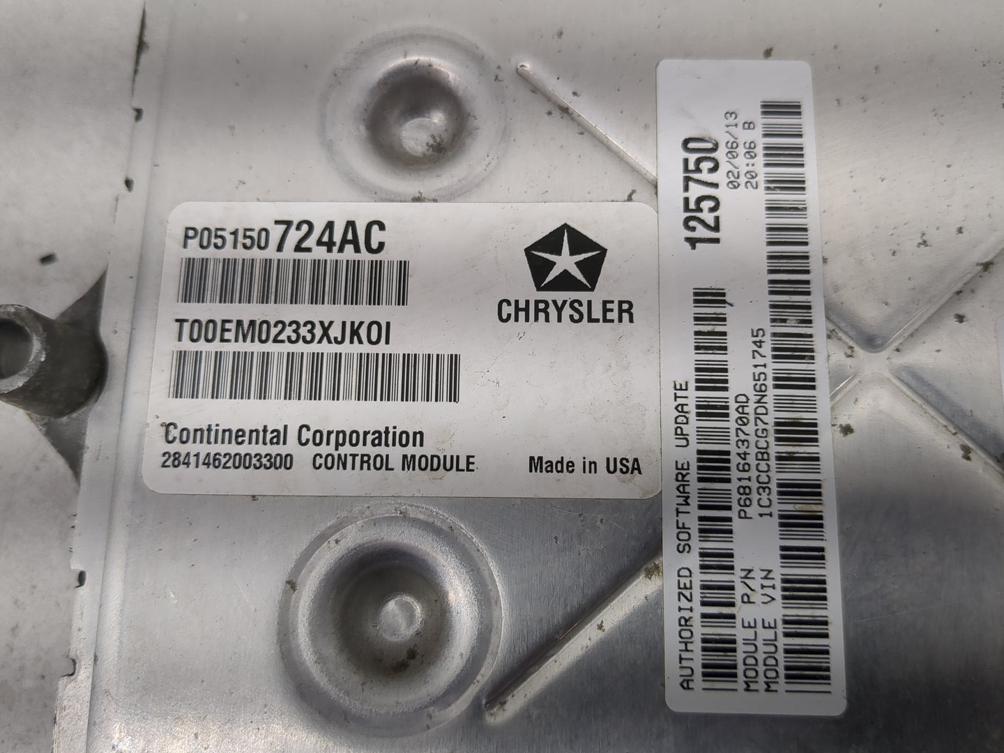 2013 Chrysler 200 PCM Engine Control Computer ECU ECM PCU OEM P/N:05150724AC Fits OEM Used Auto Parts - Oemusedautoparts1.co