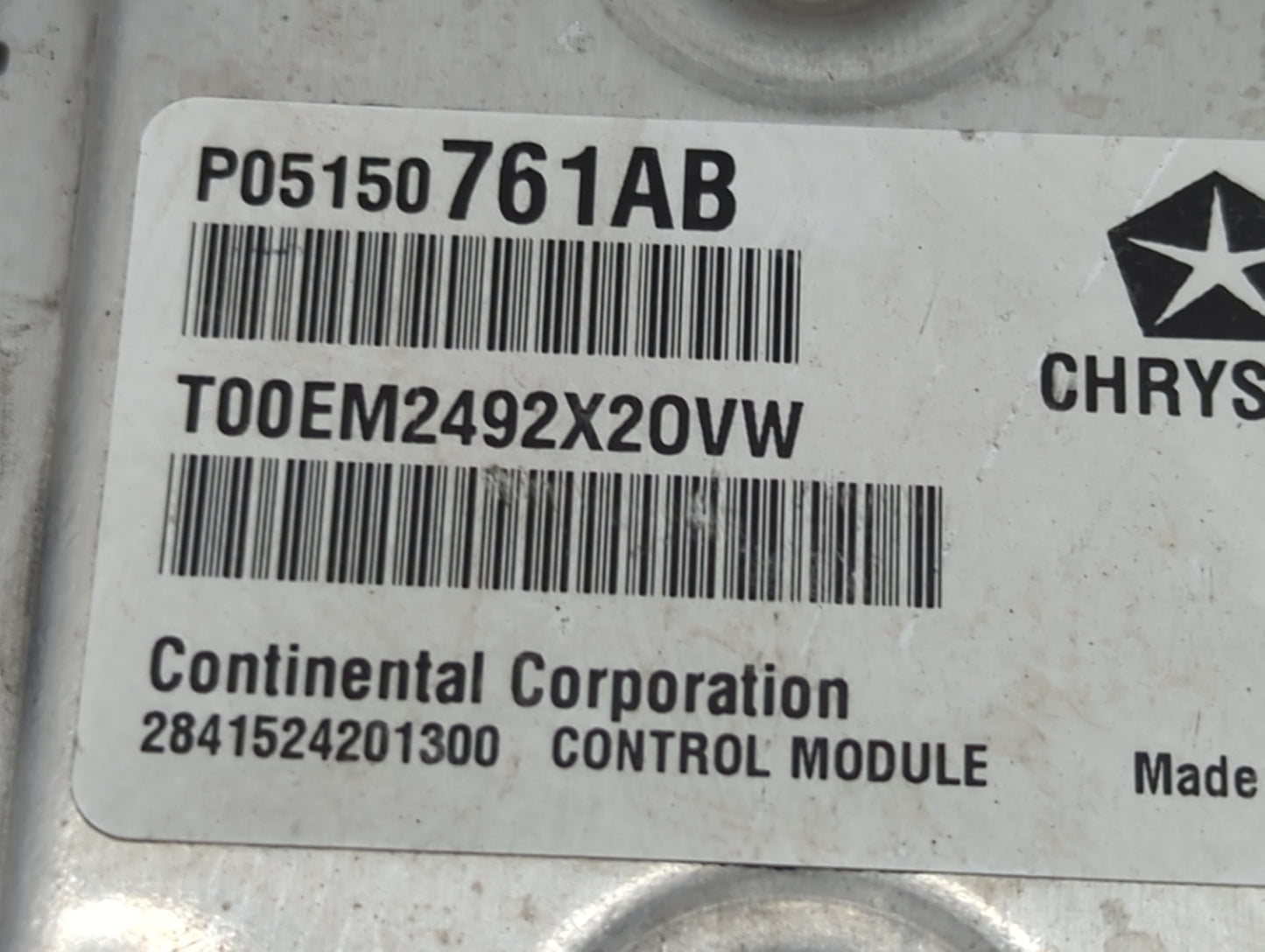2013 Chrysler 200 PCM Engine Control Computer ECU ECM PCU OEM P/N:P05150761AB T00EM2492X20VW Fits OEM Used Auto Parts - Oemu