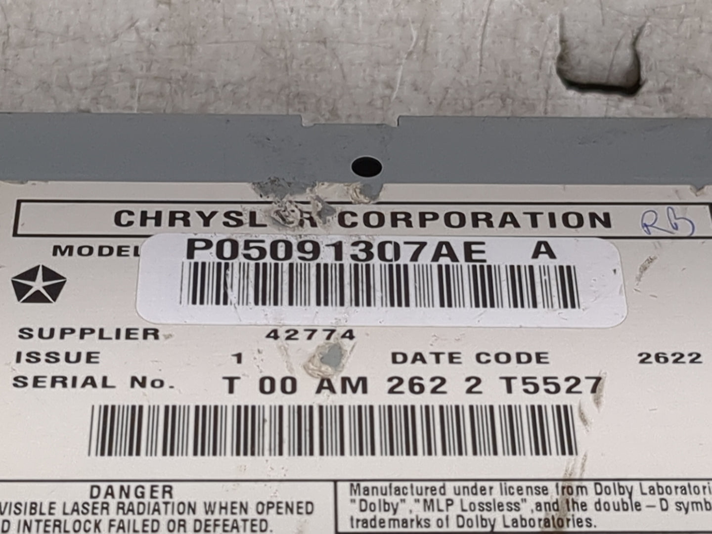 2011-2014 Chrysler 200 Radio AM FM Cd Player Receiver Replacement P/N:P05091307AE Fits Fits 2011 2012 2013 2014 OEM Used Aut