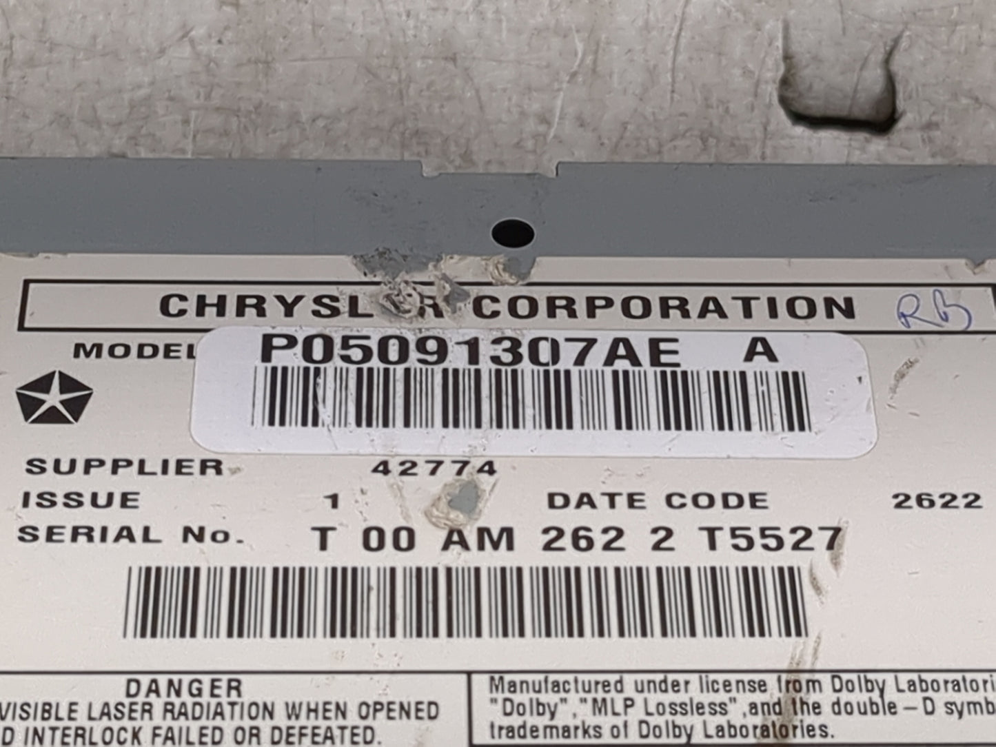 2011-2014 Chrysler 200 Radio AM FM Cd Player Receiver Replacement P/N:P05091307AE Fits Fits 2011 2012 2013 2014 OEM Used Aut