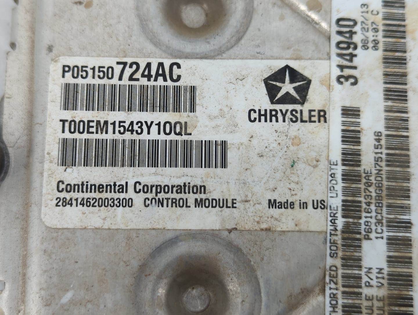2013 Chrysler 200 PCM Engine Control Computer ECU ECM PCU OEM P/N:P05150724AC P68164370AE, P051507603AB, P68164370AD Fits OE