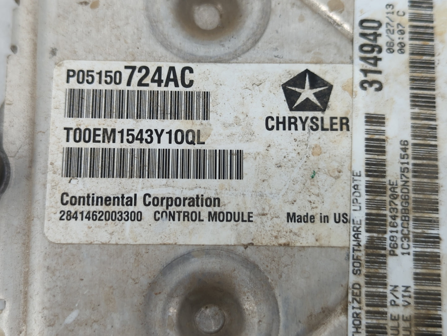 2013 Chrysler 200 PCM Engine Control Computer ECU ECM PCU OEM P/N:P05150724AC P68164370AE, P051507603AB, P68164370AD Fits OE