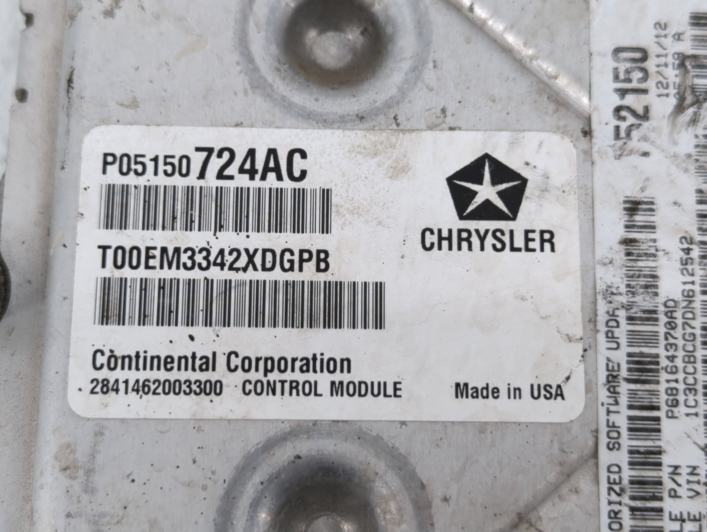 2013 Chrysler 200 PCM Engine Control Computer ECU ECM PCU OEM P/N:P05150724AC P68164370AE, P051507603AB, P68164370AD Fits OE