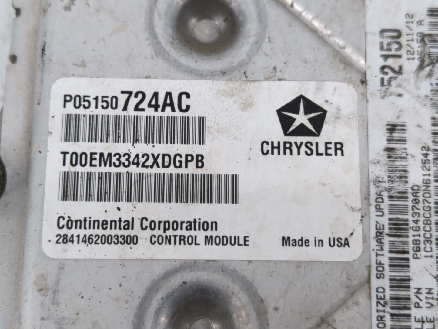 2013 Chrysler 200 PCM Engine Control Computer ECU ECM PCU OEM P/N:P05150724AC P68164370AE, P051507603AB, P68164370AD Fits OE