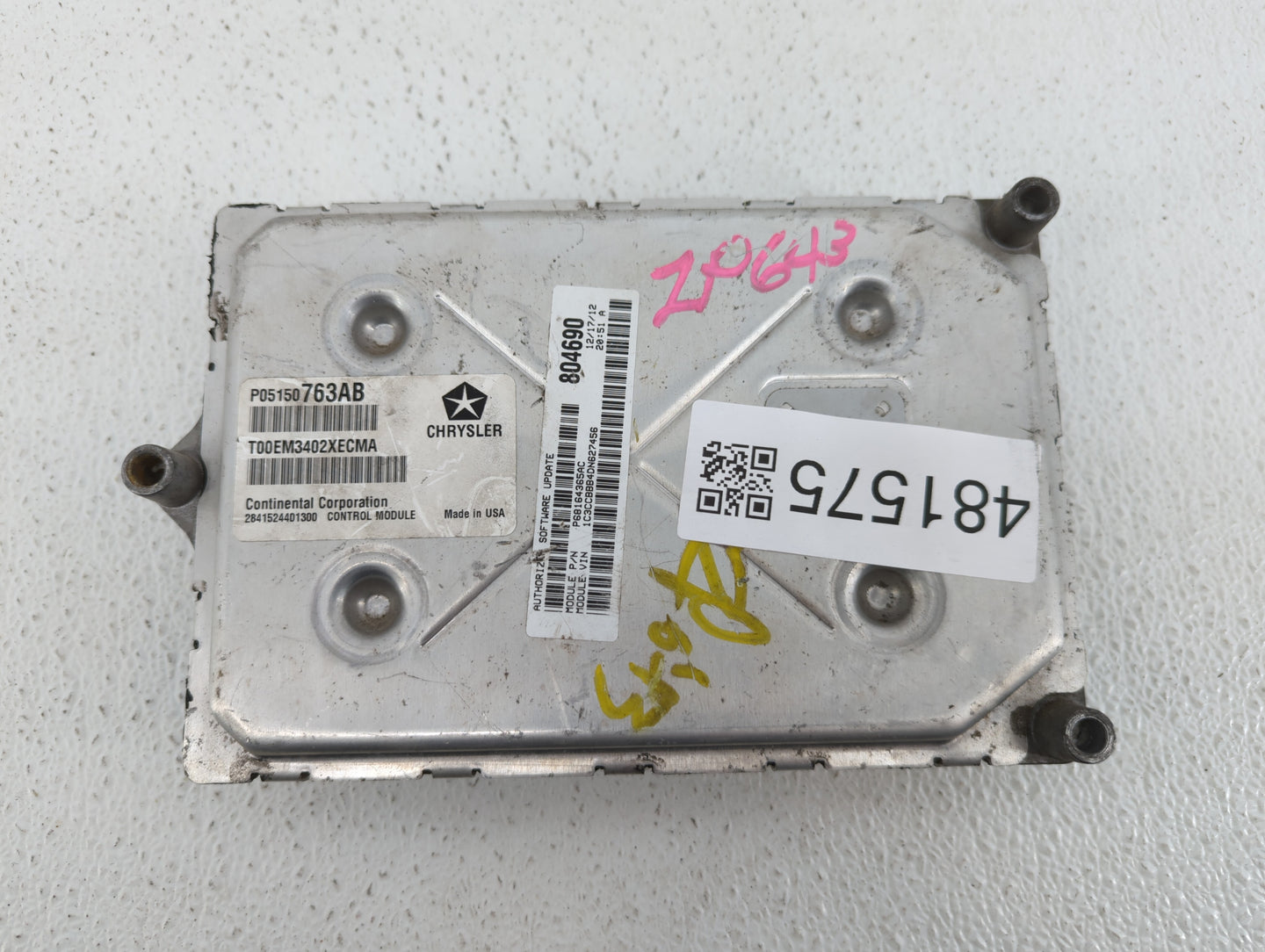 2013 Chrysler 200 PCM Engine Control Computer ECU ECM PCU OEM P/N:P05150763AB P68164366AB, P68164364AC, P05150761AB Fits OEM