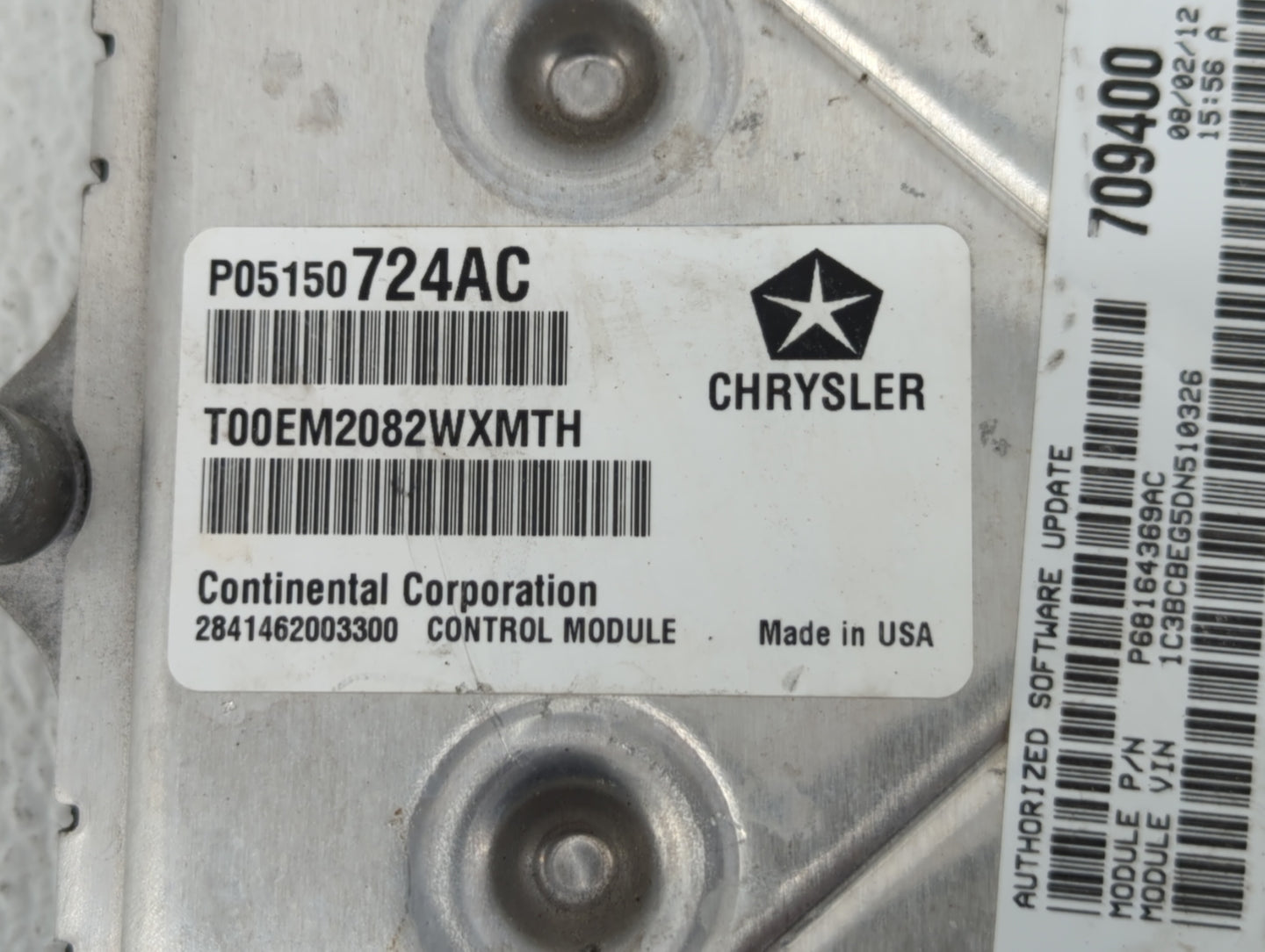 2013 Chrysler 200 PCM Engine Control Computer ECU ECM PCU OEM P/N:P05150724AC Fits OEM Used Auto Parts - Oemusedautoparts1.c