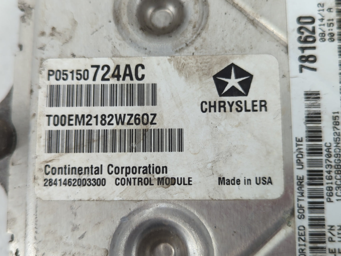 2013 Chrysler 200 PCM Engine Control Computer ECU ECM PCU OEM P/N:P68164370AC P05150724AC Fits OEM Used Auto Parts - Oemused
