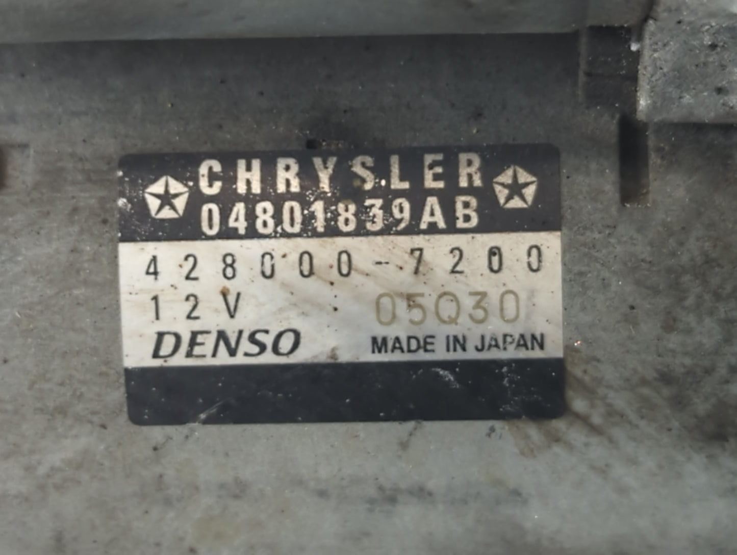 2011-2014 Chrysler 200 Car Starter Motor Solenoid OEM P/N:04801839AB 428000-7200 Fits Fits 2011 2012 2013 2014 OEM Used Auto