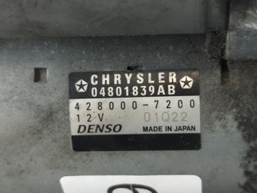 2011-2014 Chrysler 200 Car Starter Motor Solenoid OEM P/N:428000-7200 04801839AB Fits Fits 2011 2012 2013 2014 OEM Used Auto Parts