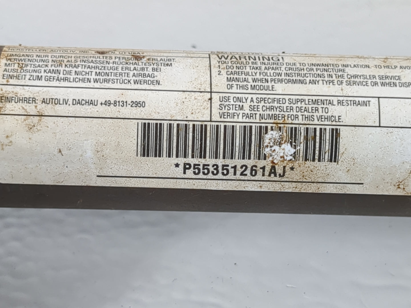 2011-2014 Chrysler 200 Air Bag Driver Left Steering Wheel Mounted P/N:TJ3SM0083A1377 Fits Fits 2011 2012 2013 2014 OEM Used 
