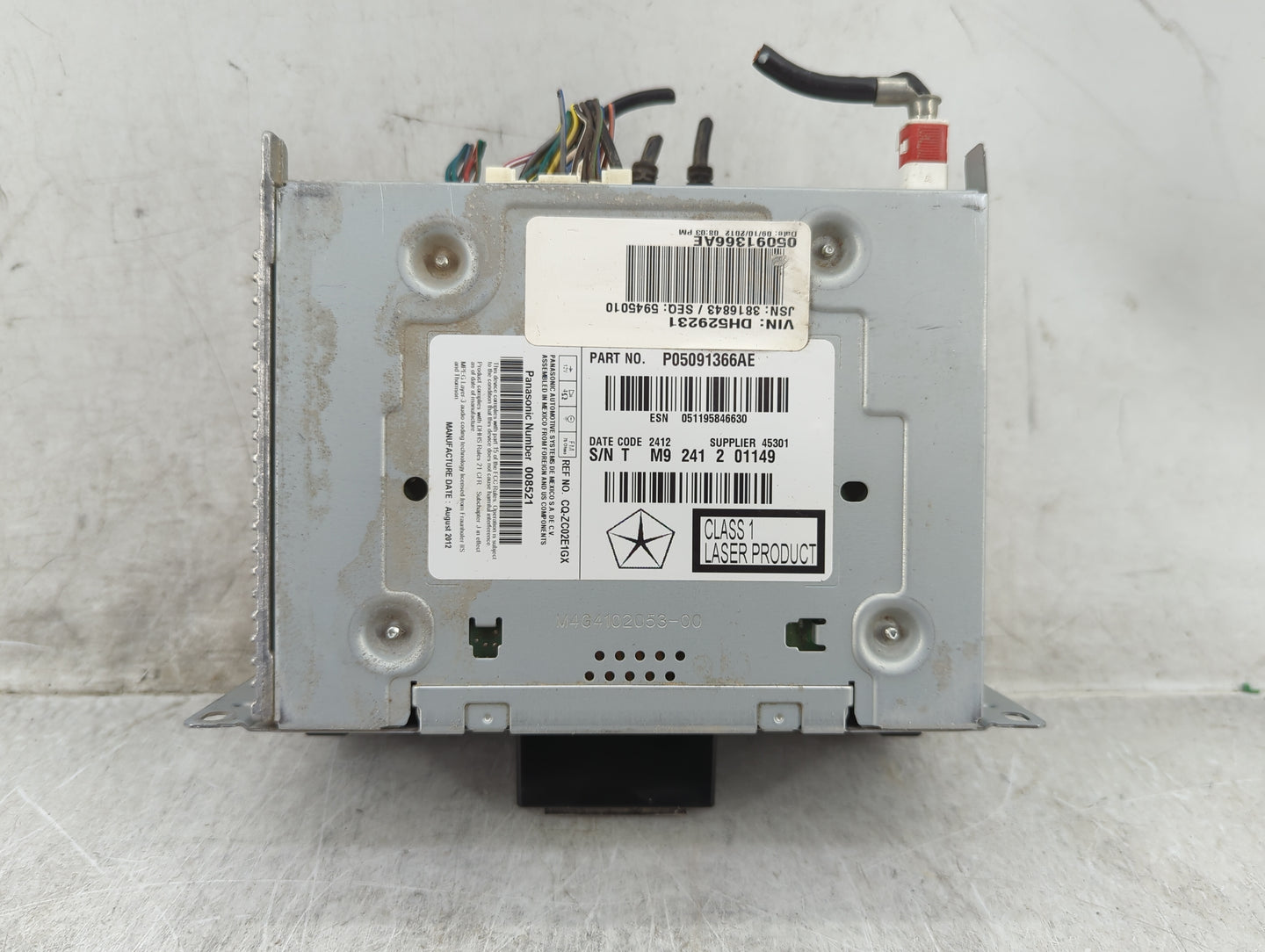 2013 Chrysler 300 Radio AM FM Cd Player Receiver Replacement P/N:P05091366AE CQ-ZC02E1GX, 05091366AE Fits OEM Used Auto Part