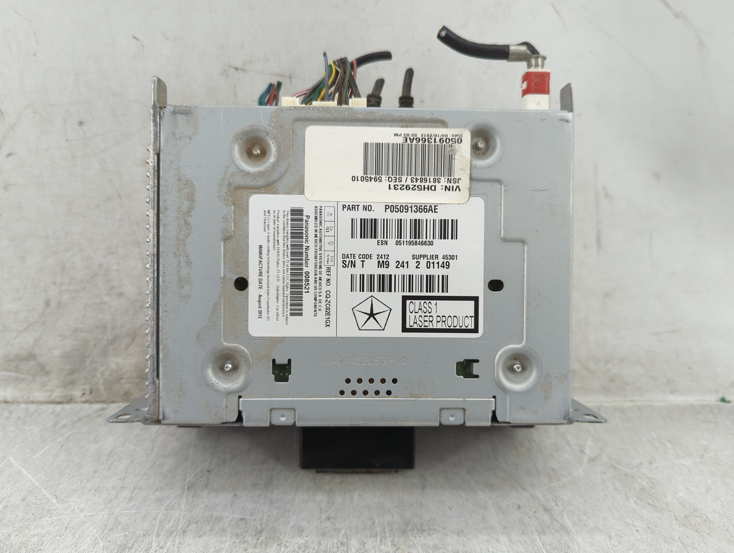 2013 Chrysler 300 Radio AM FM Cd Player Receiver Replacement P/N:P05091366AE CQ-ZC02E1GX, 05091366AE Fits OEM Used Auto Part