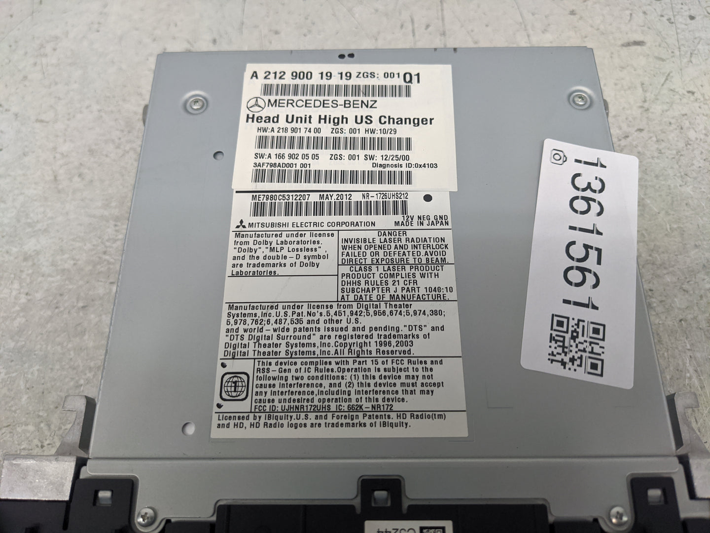 2013 Chrysler E Class Radio AM FM Cd Player Receiver Replacement P/N:A 212 900 19 19 Fits OEM Used Auto Parts - Oemusedautop