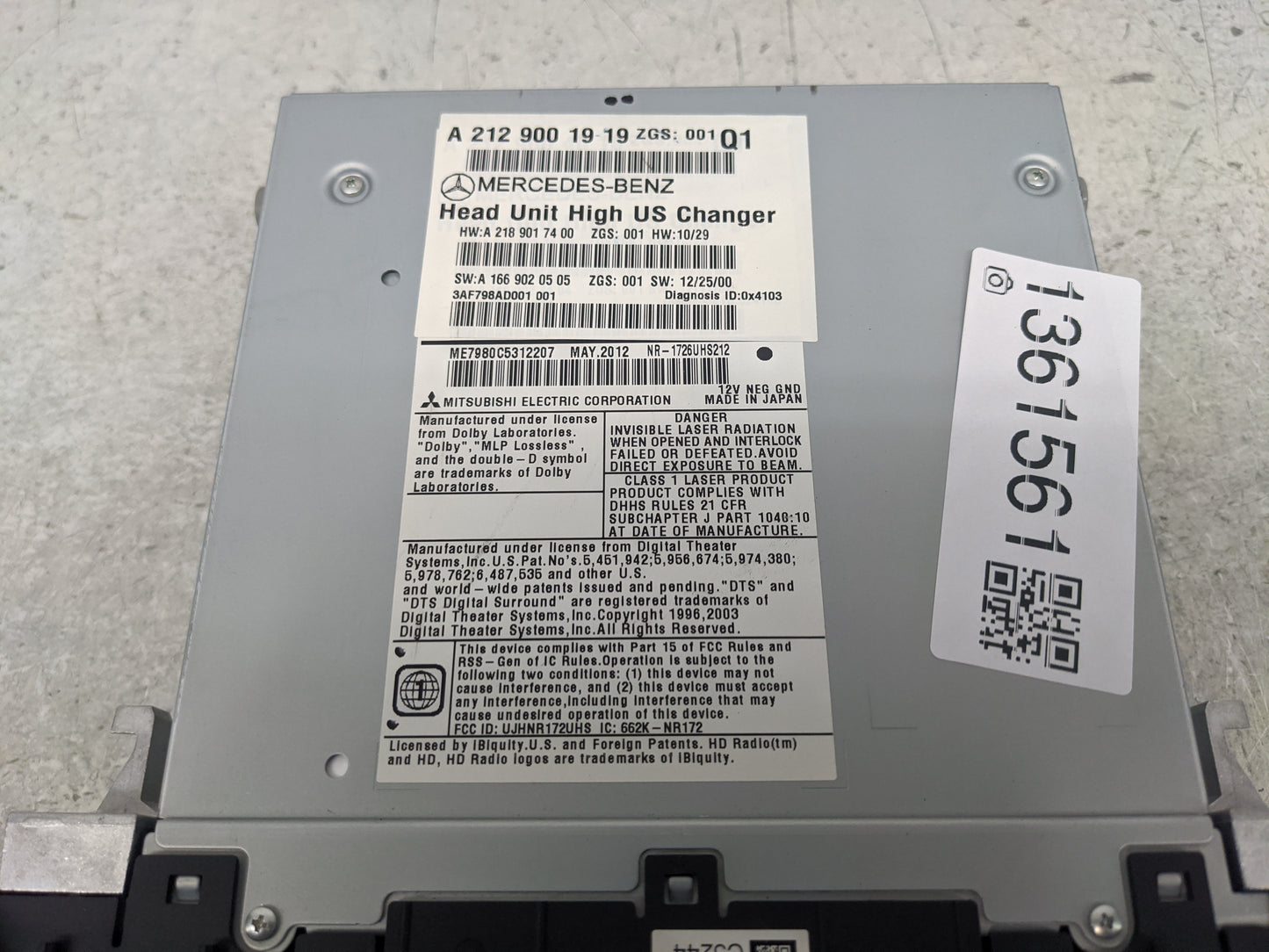 2013 Chrysler E Class Radio AM FM Cd Player Receiver Replacement P/N:A 212 900 19 19 Fits OEM Used Auto Parts - Oemusedautop