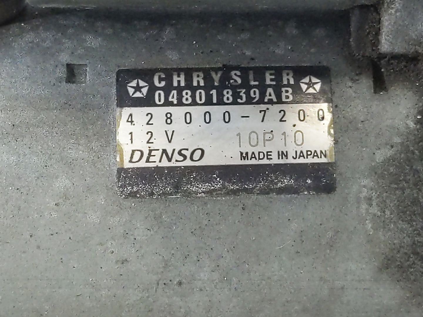2011-2016 Chrysler Town & Country Car Starter Motor Solenoid OEM P/N:428000-7201 04801839AC Fits OEM Used Auto Parts - Oemus