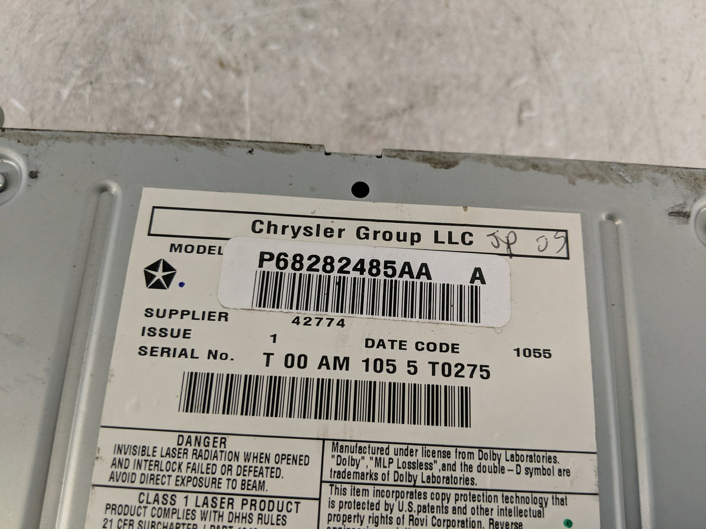 2012-2016 Chrysler Town & Country Radio AM FM Cd Player Receiver Replacement P/N:P05091327AC Fits OEM Used Auto Parts - Oemu