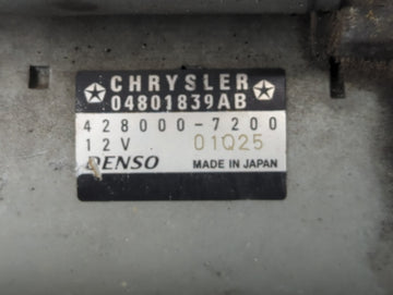2011-2016 Chrysler Town & Country Car Starter Motor Solenoid OEM P/N:428000-7200 04801839AB Fits OEM Used Auto Parts
