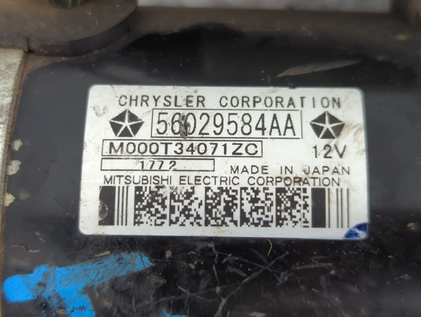 2013 Dodge Avenger Car Starter Motor Solenoid OEM P/N:M000T34071ZC 56029584AA Fits OEM Used Auto Parts - Oemusedautoparts1.c
