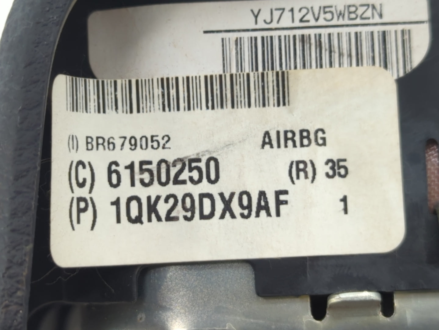 2013 Dodge Caravan Air Bag Driver Left Steering Wheel Mounted P/N:1QK29DX9AF Fits Fits 2011 2012 OEM Used Auto Parts - Oemus