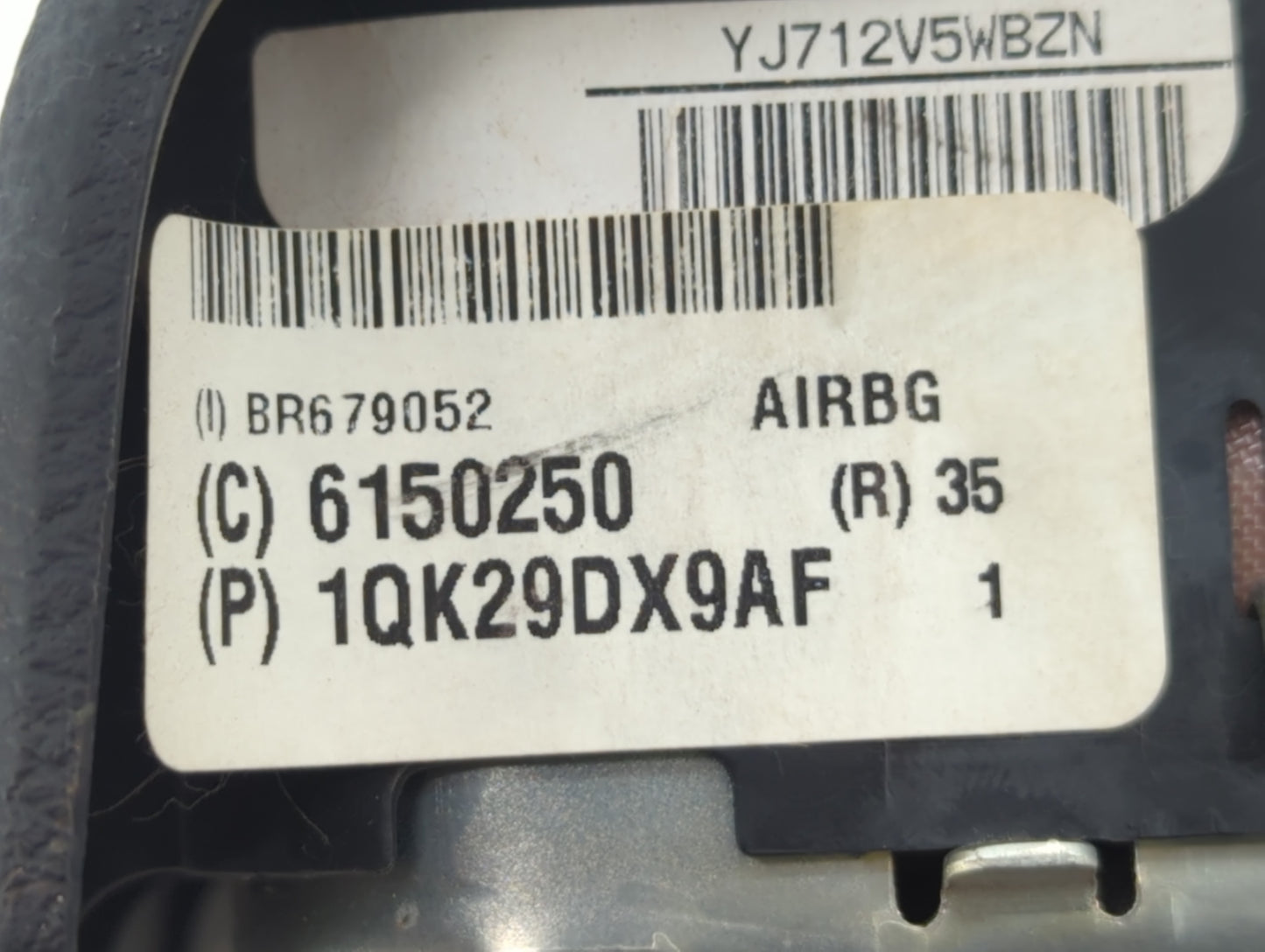 2013 Dodge Caravan Air Bag Driver Left Steering Wheel Mounted P/N:1QK29DX9AF Fits Fits 2011 2012 OEM Used Auto Parts - Oemus