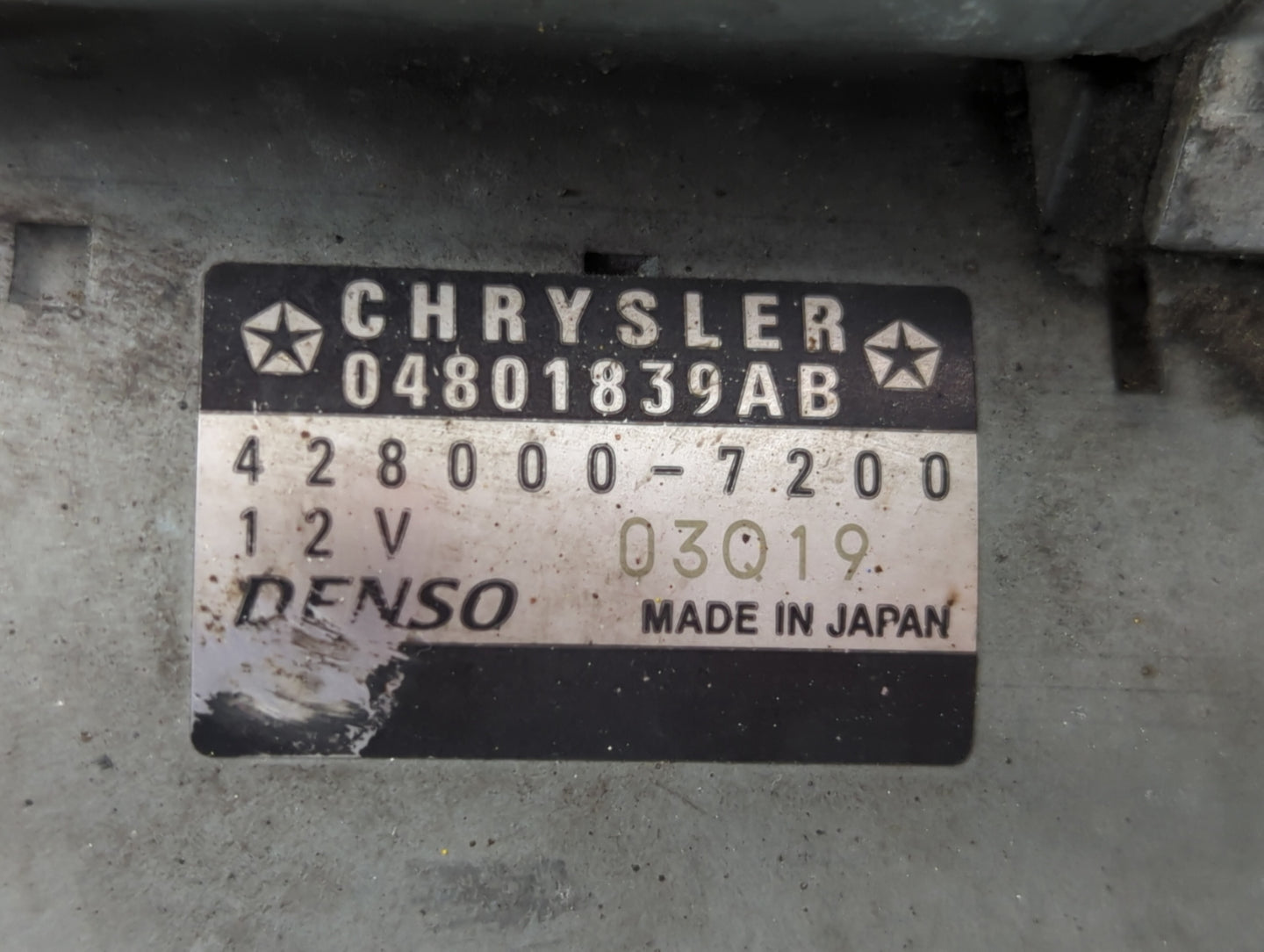 2013 Dodge Caravan Car Starter Motor Solenoid OEM P/N:428000-7200 04801839AB Fits OEM Used Auto Parts - Oemusedautoparts1.co