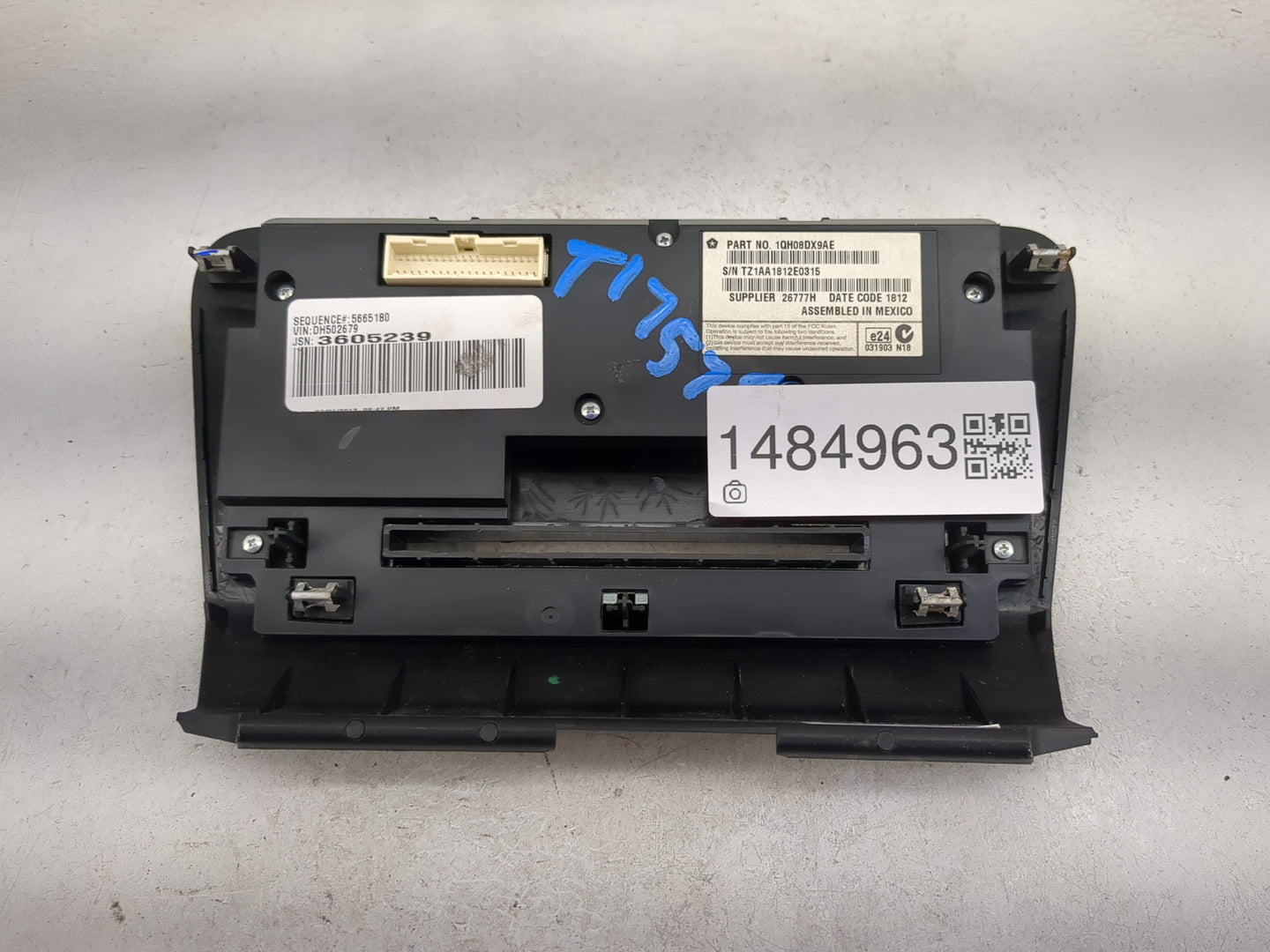 2013-2014 Dodge Charger Climate Control Module Temperature AC/Heater Replacement P/N:1QH08DX9AE Fits Fits 2013 2014 OEM Used