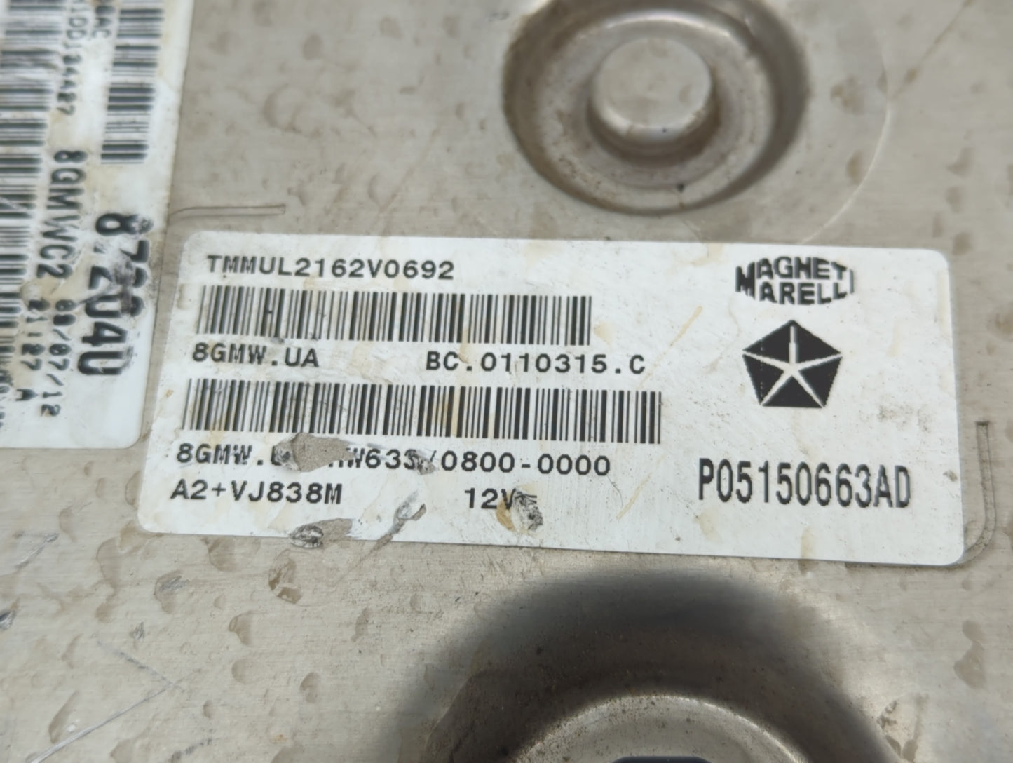 2013 Dodge Dart PCM Engine Control Computer ECU ECM PCU OEM P/N:P05150663AD Fits OEM Used Auto Parts - Oemusedautoparts1.com