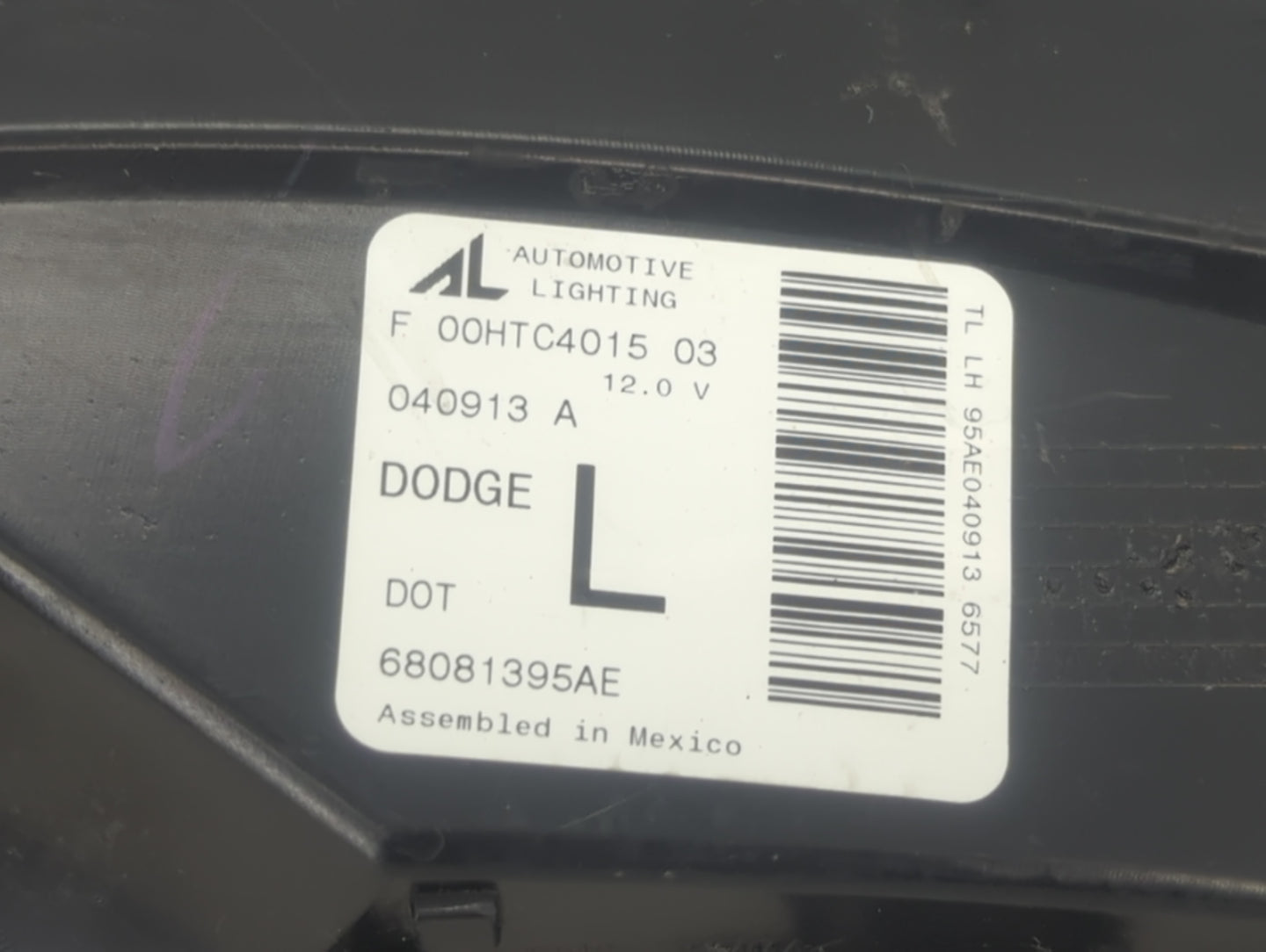 2013-2016 Dodge Dart Tail Light Assembly Driver Left OEM P/N:68081395AE F00HTC401503 Fits Fits 2013 2014 2015 2016 OEM Used 