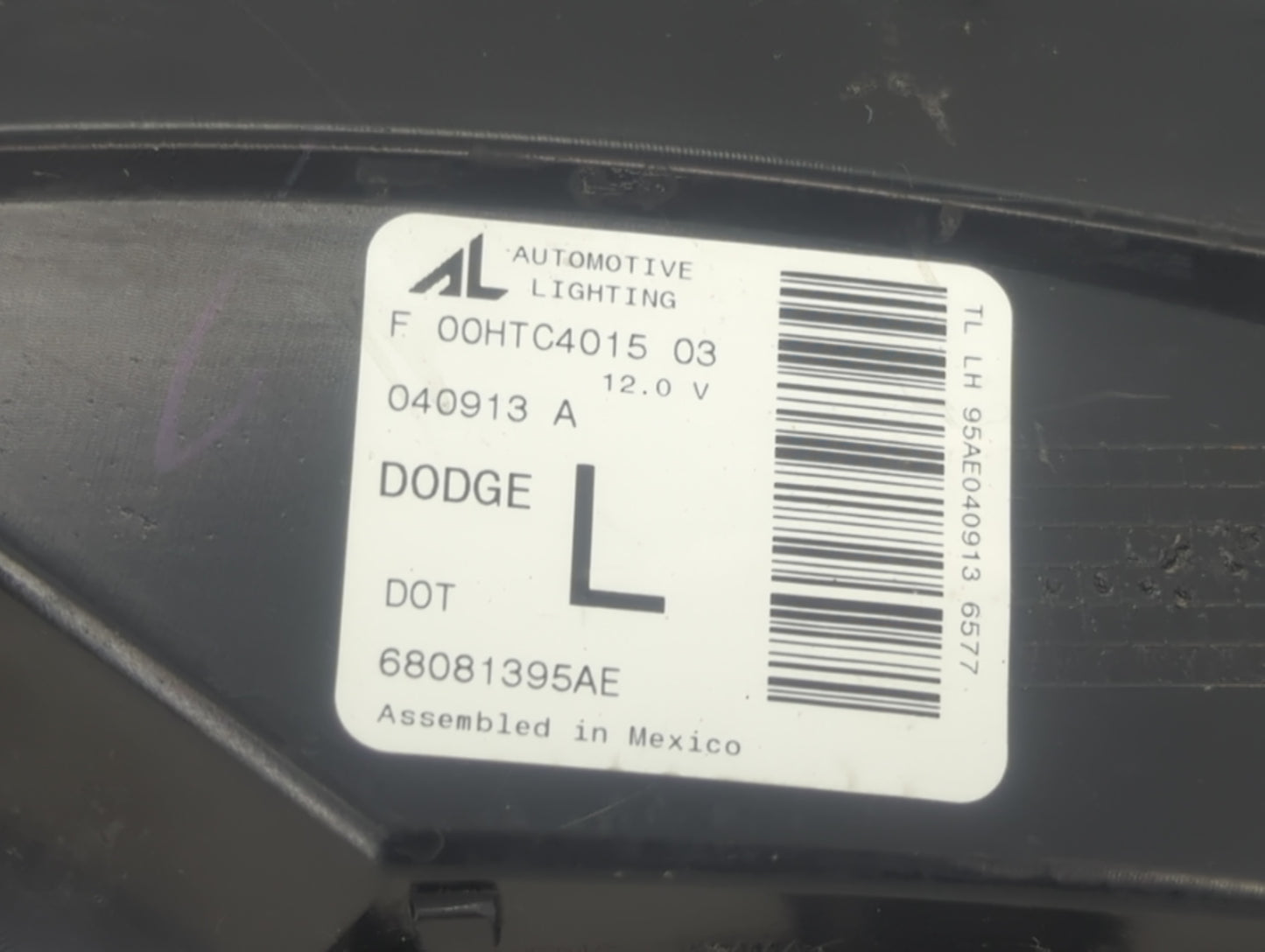 2013-2016 Dodge Dart Tail Light Assembly Driver Left OEM P/N:68081395AE F00HTC401503 Fits Fits 2013 2014 2015 2016 OEM Used 