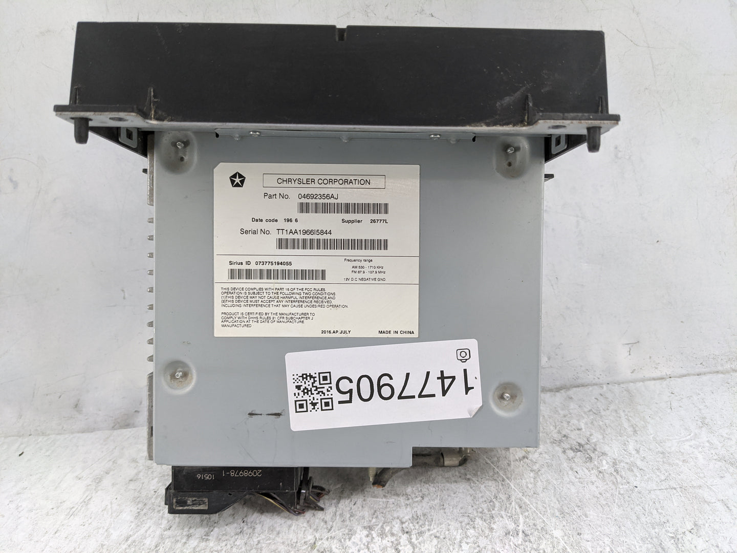 2013-2014 Dodge Dart Radio AM FM Cd Player Receiver Replacement P/N:04692356AJ 2098978-1 Fits Fits 2013 2014 OEM Used Auto P