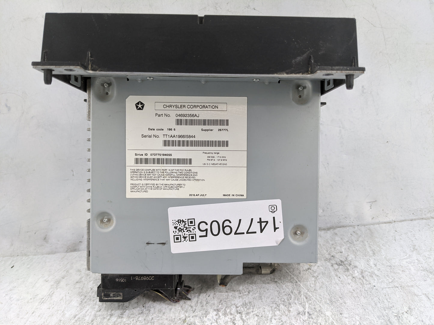 2013-2014 Dodge Dart Radio AM FM Cd Player Receiver Replacement P/N:04692356AJ 2098978-1 Fits Fits 2013 2014 OEM Used Auto P
