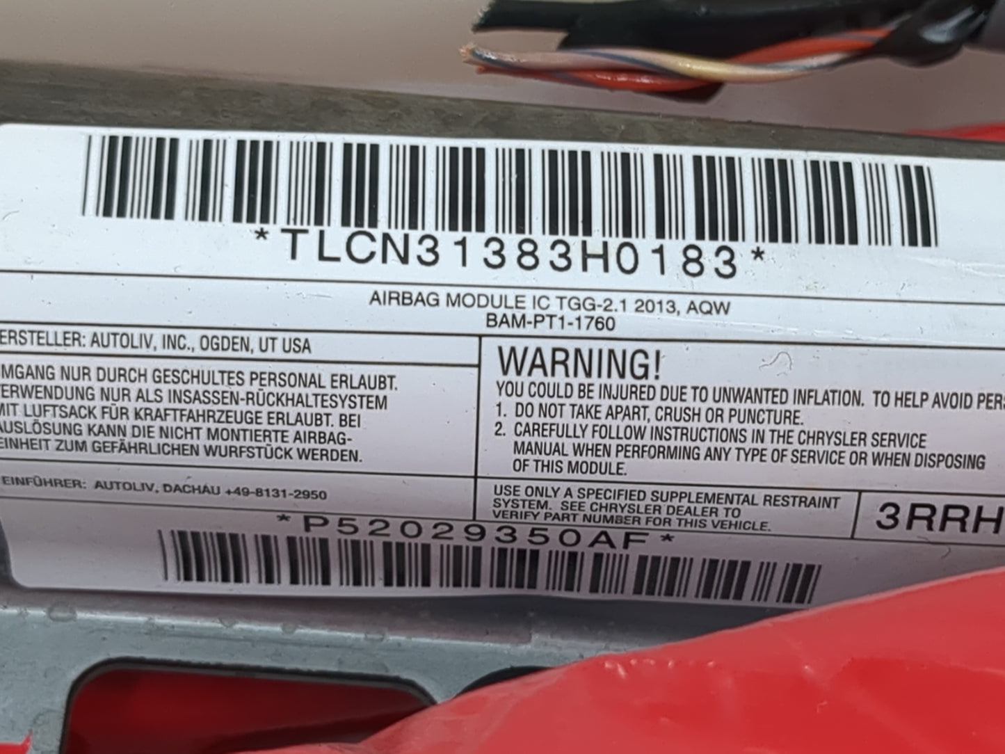 2018-2020 Dodge Journey Passenger Curtain Air Bag Oem - Oemusedautoparts1.com